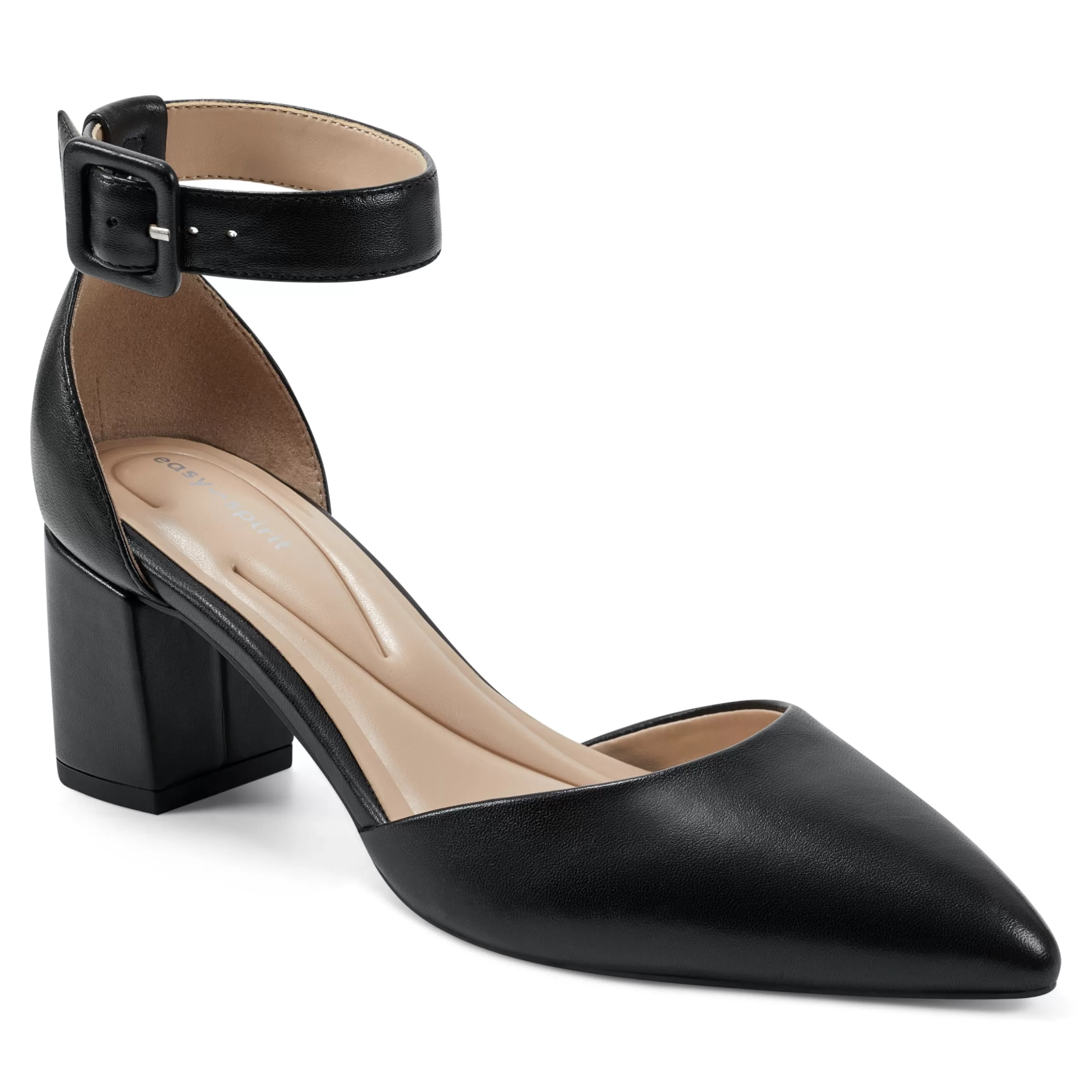 eFlex | eFlex-Easy Spirit Emila Ankle Strap Pumps Black Leather