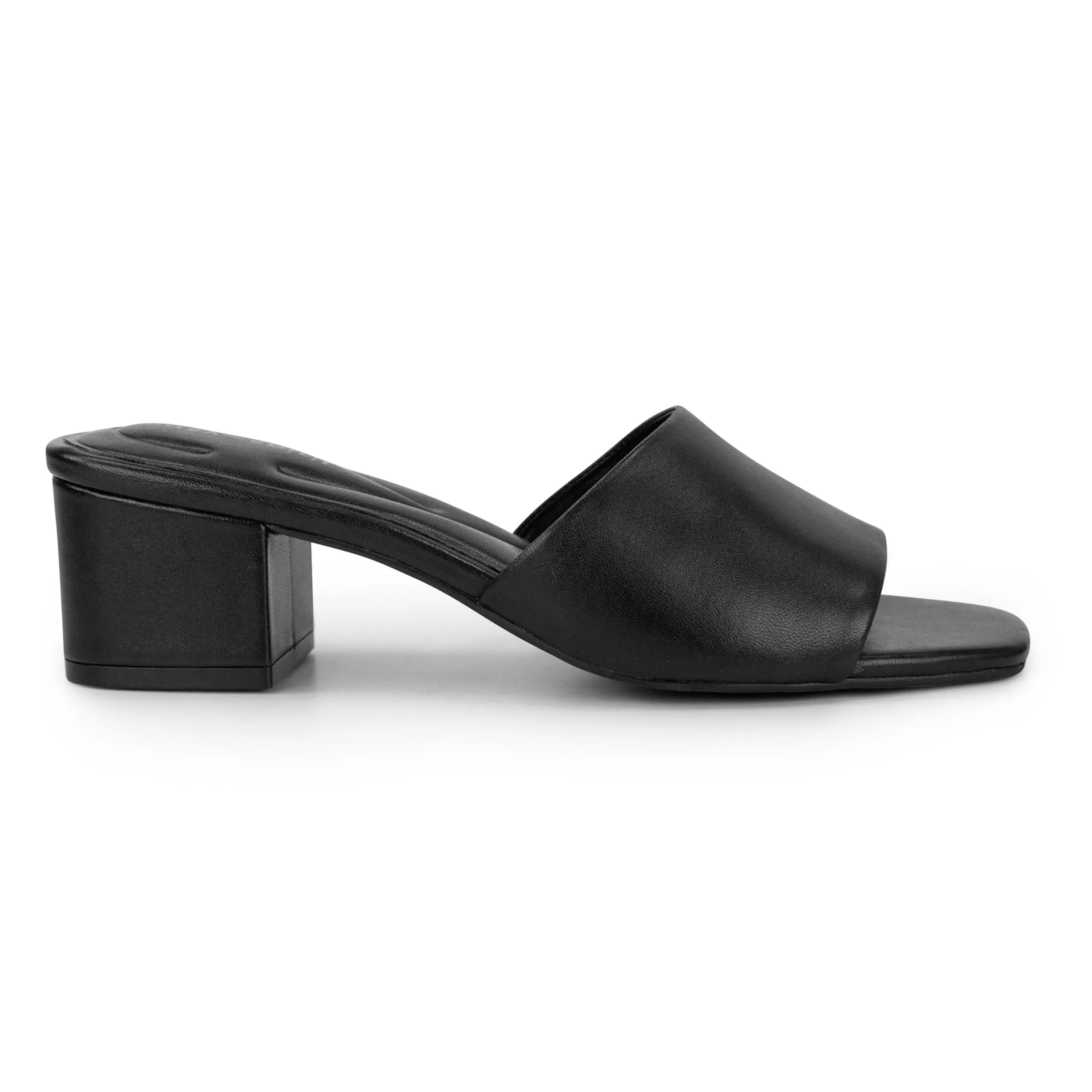 Dress | Sandals-Easy Spirit Fiora Block Heel Slide Sandals Black Leather