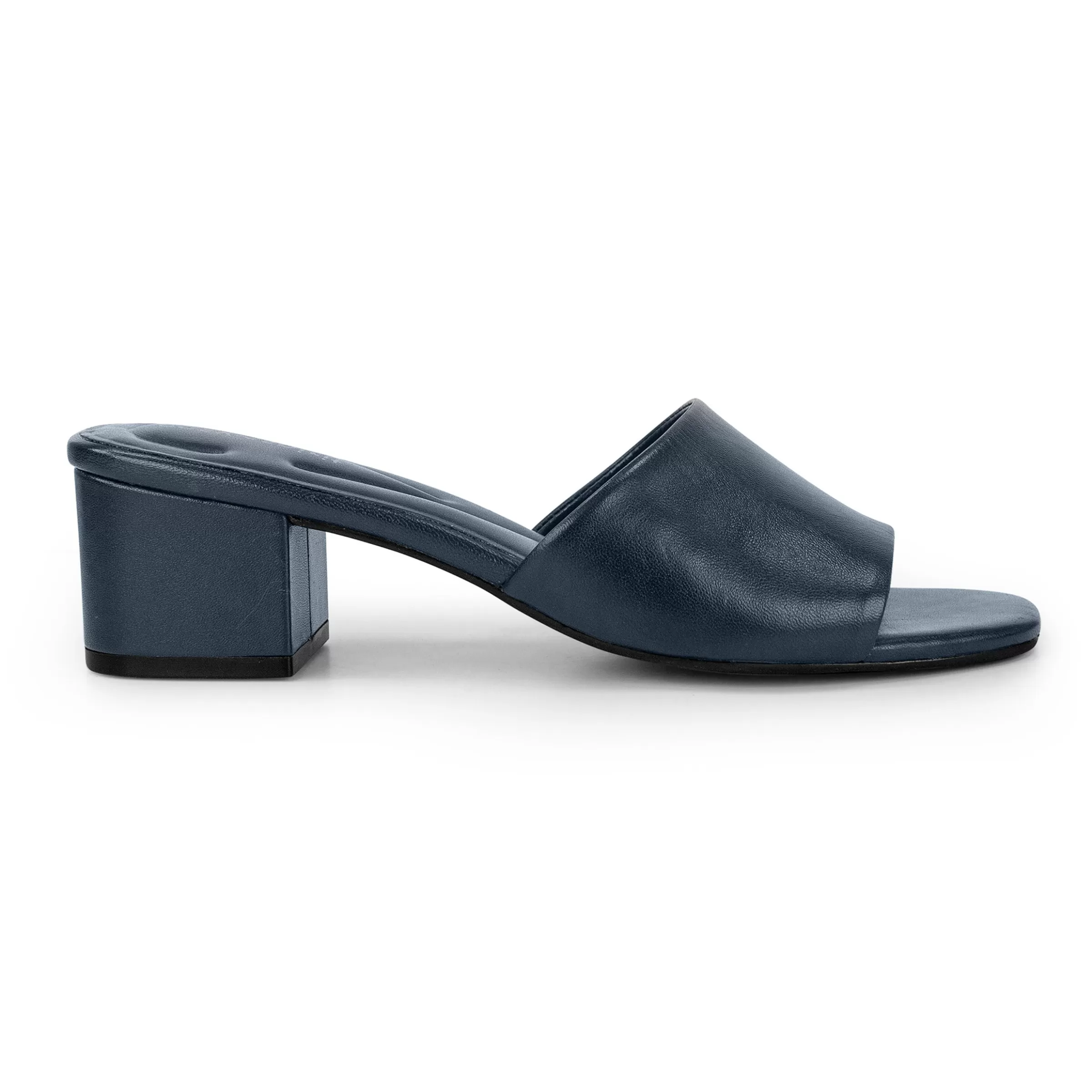 Dress | Sandals-Easy Spirit Fiora Block Heel Slide Sandals Navy Leather