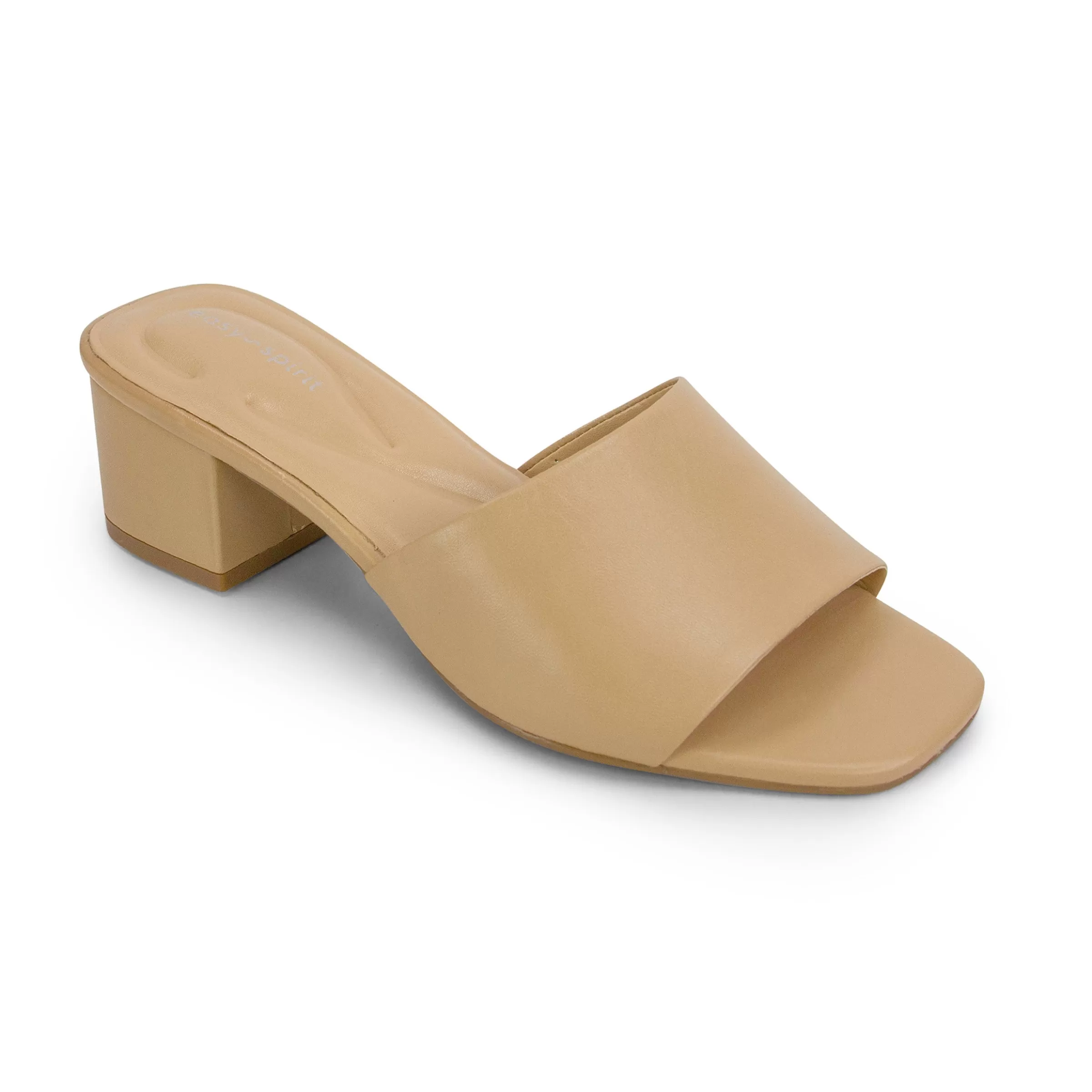 Dress | Sandals-Easy Spirit Fiora Block Heel Slide Sandals Nude Leather