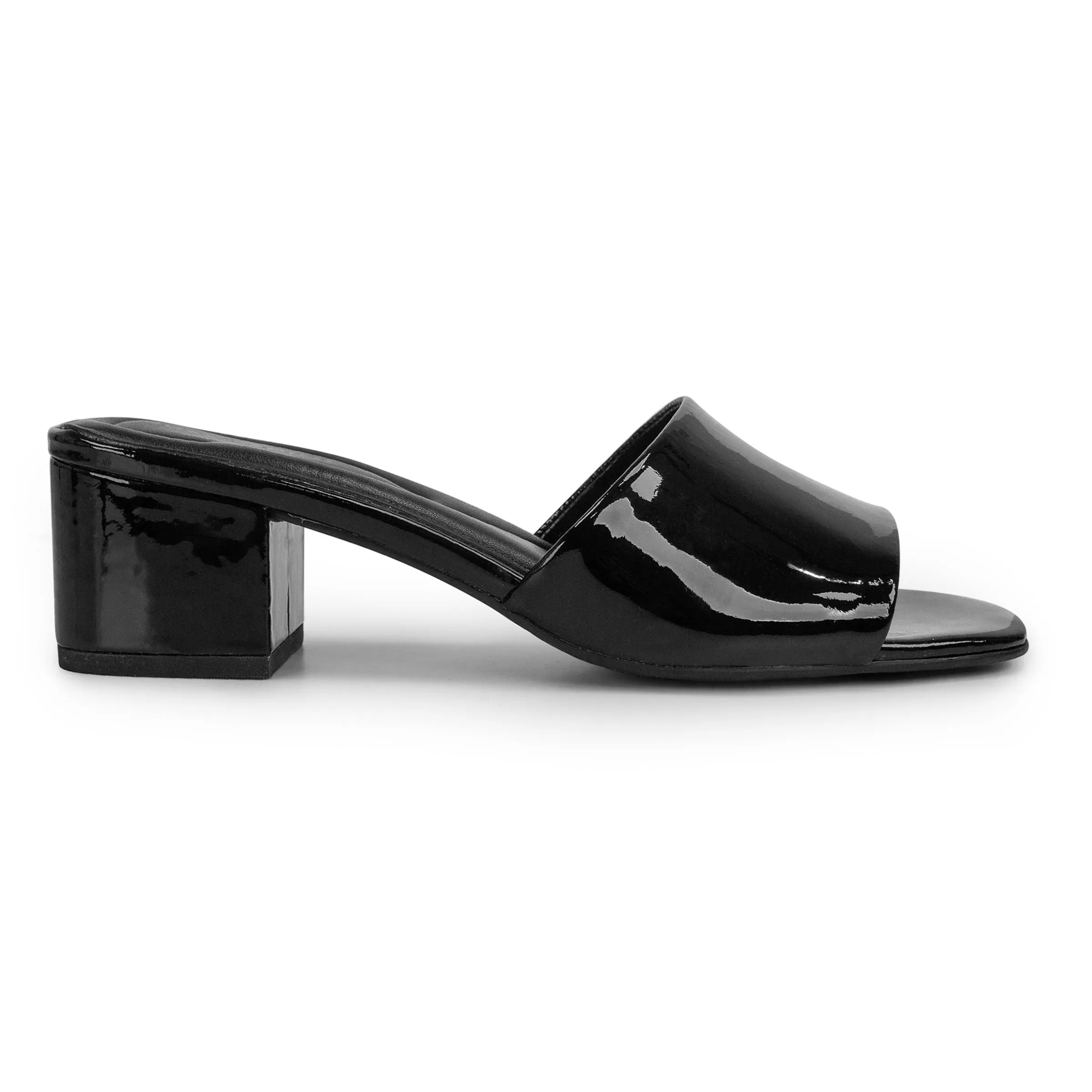 Dress | Sandals-Easy Spirit Fiora Block Heel Slide Sandals Black Patent