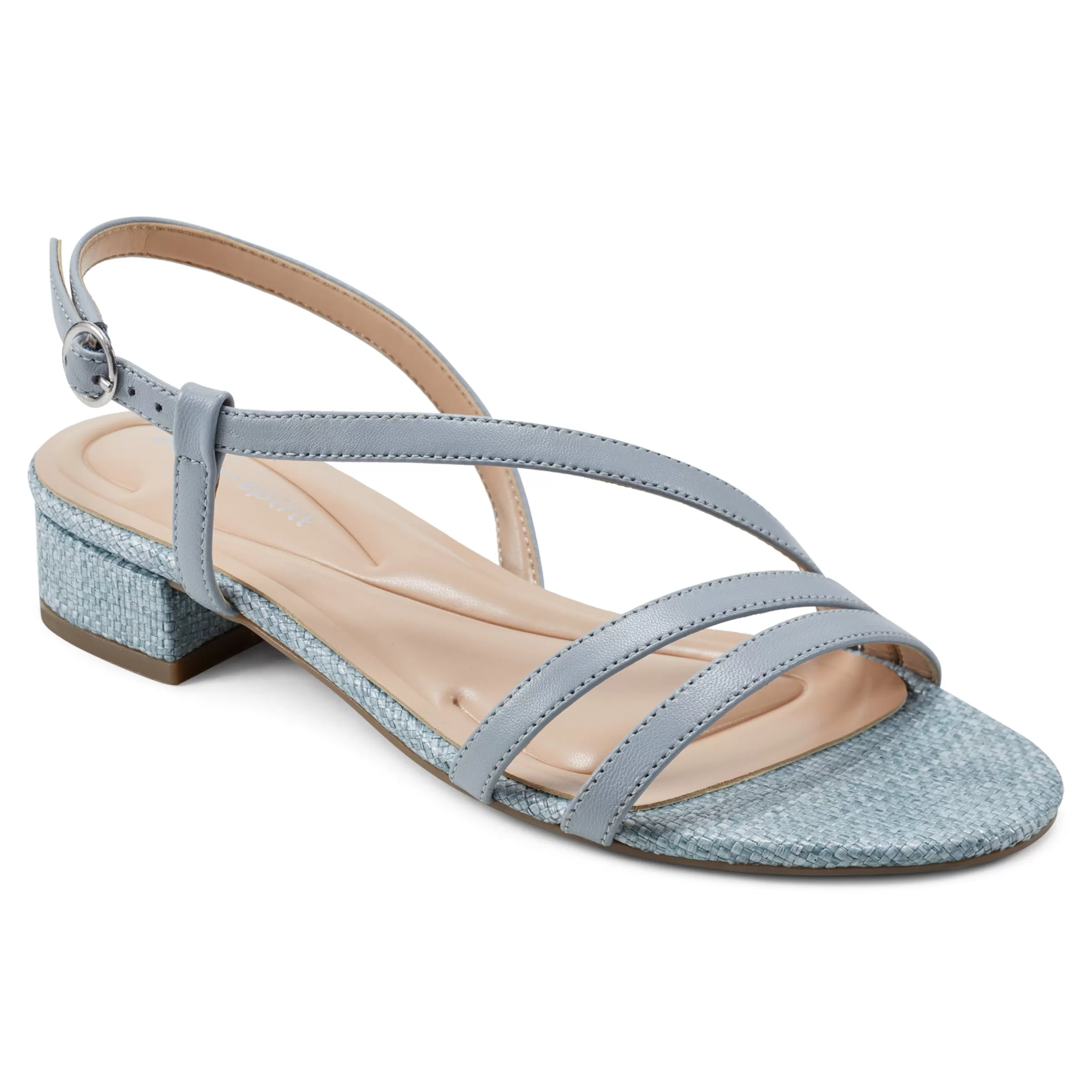 eFlex | eFlex-Easy Spirit Glenni Block Heel Sandals Light Blue Raffia