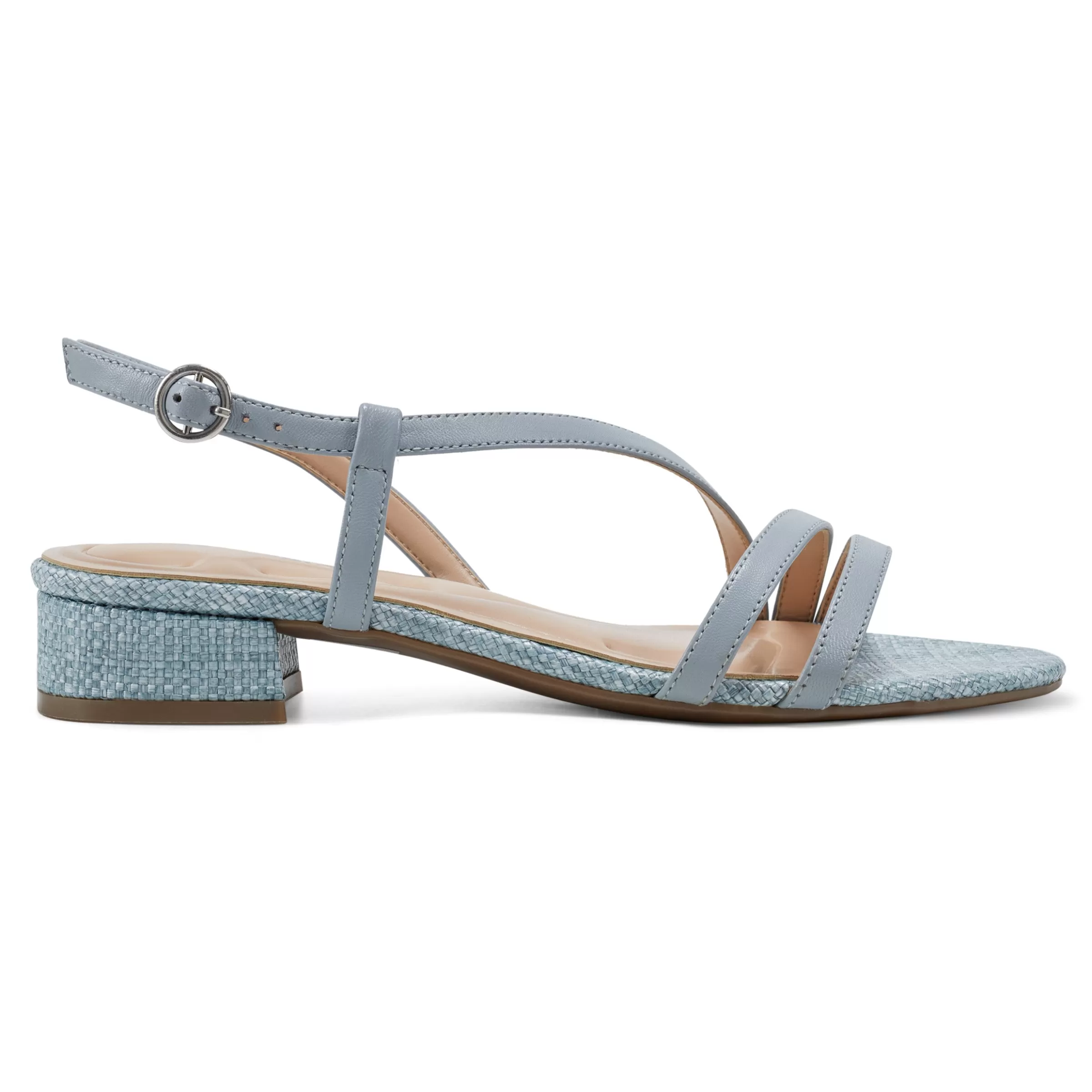 eFlex | eFlex-Easy Spirit Glenni Block Heel Sandals Light Blue Raffia