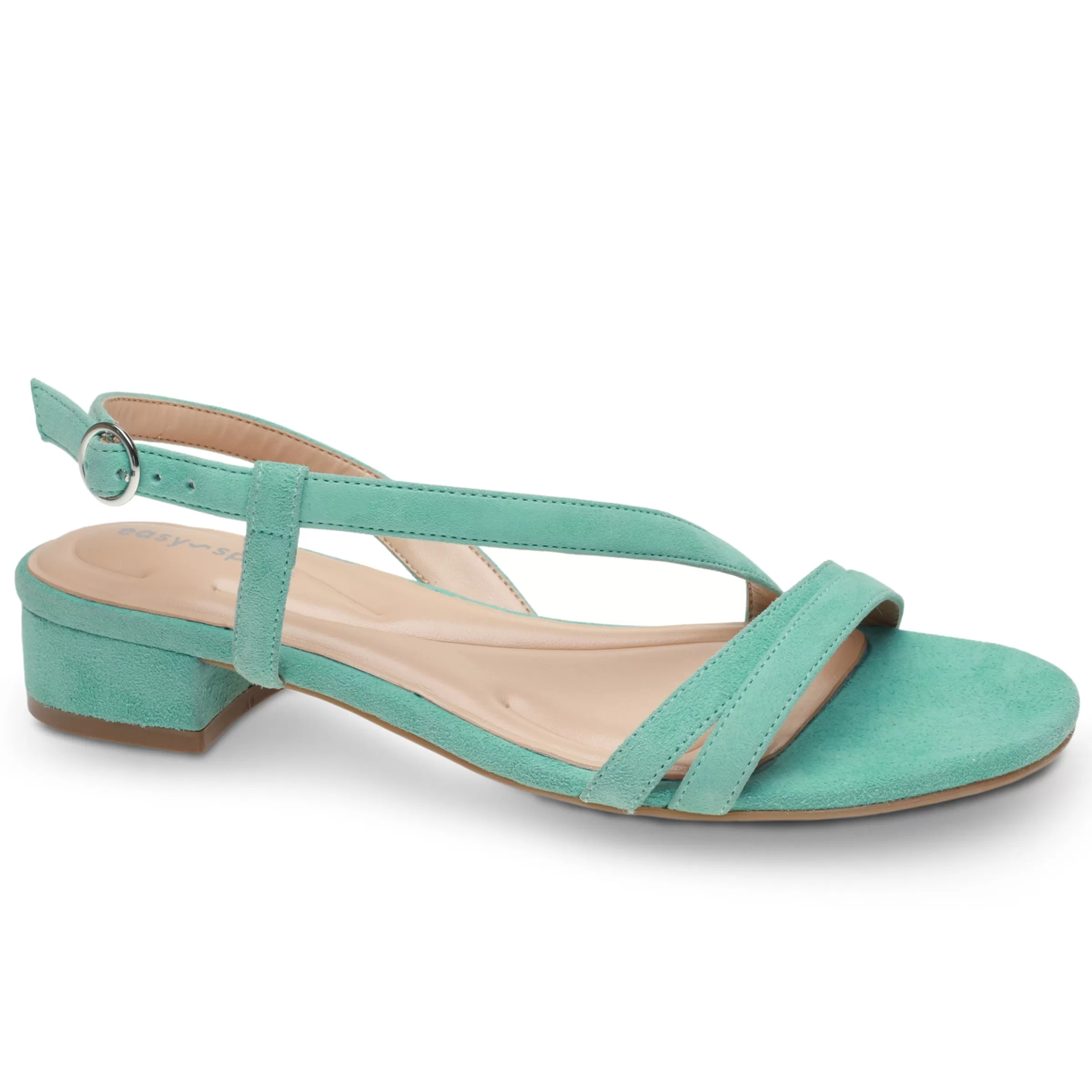 eFlex | eFlex-Easy Spirit Glenni Block Heel Sandals Turquoise Suede