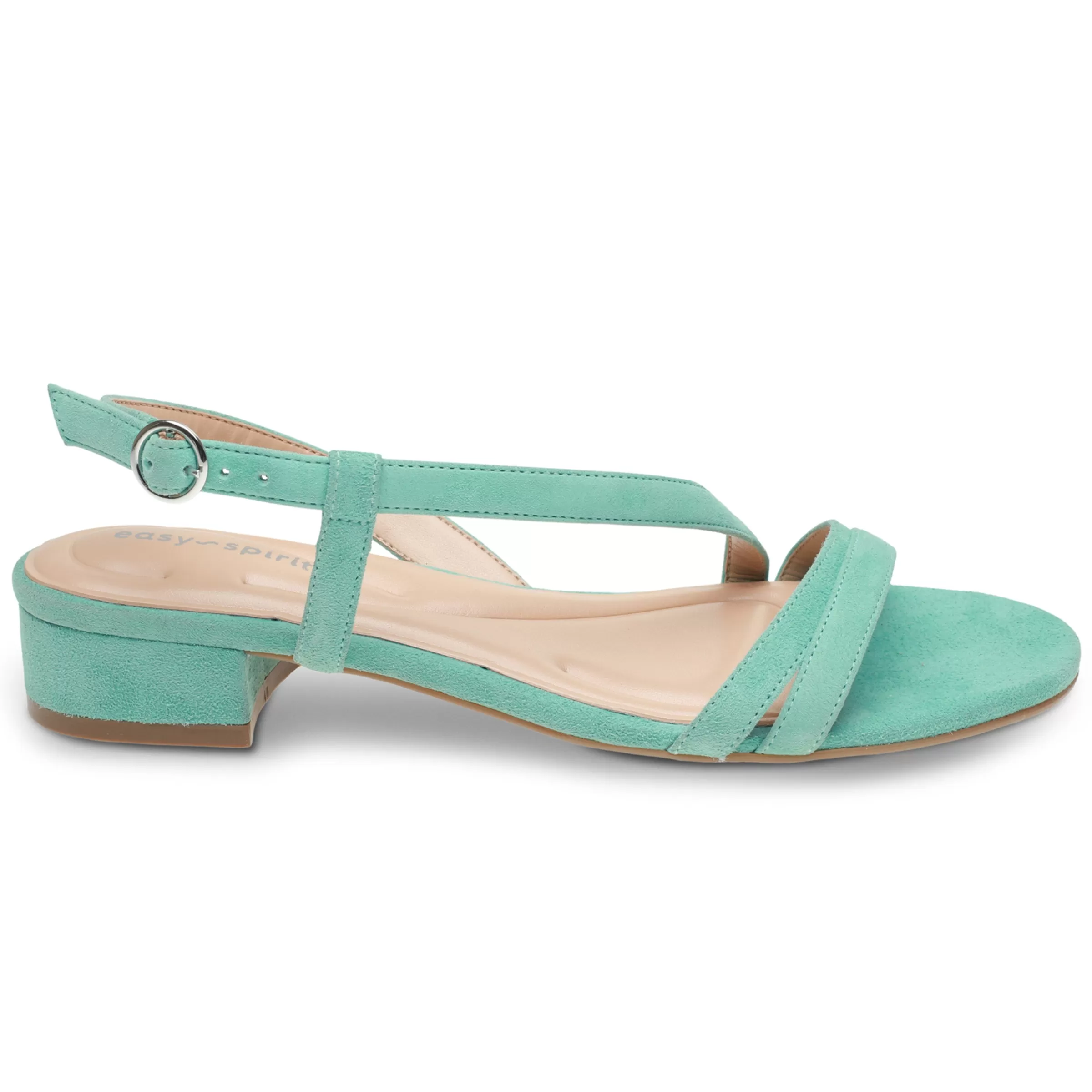 eFlex | eFlex-Easy Spirit Glenni Block Heel Sandals Turquoise Suede