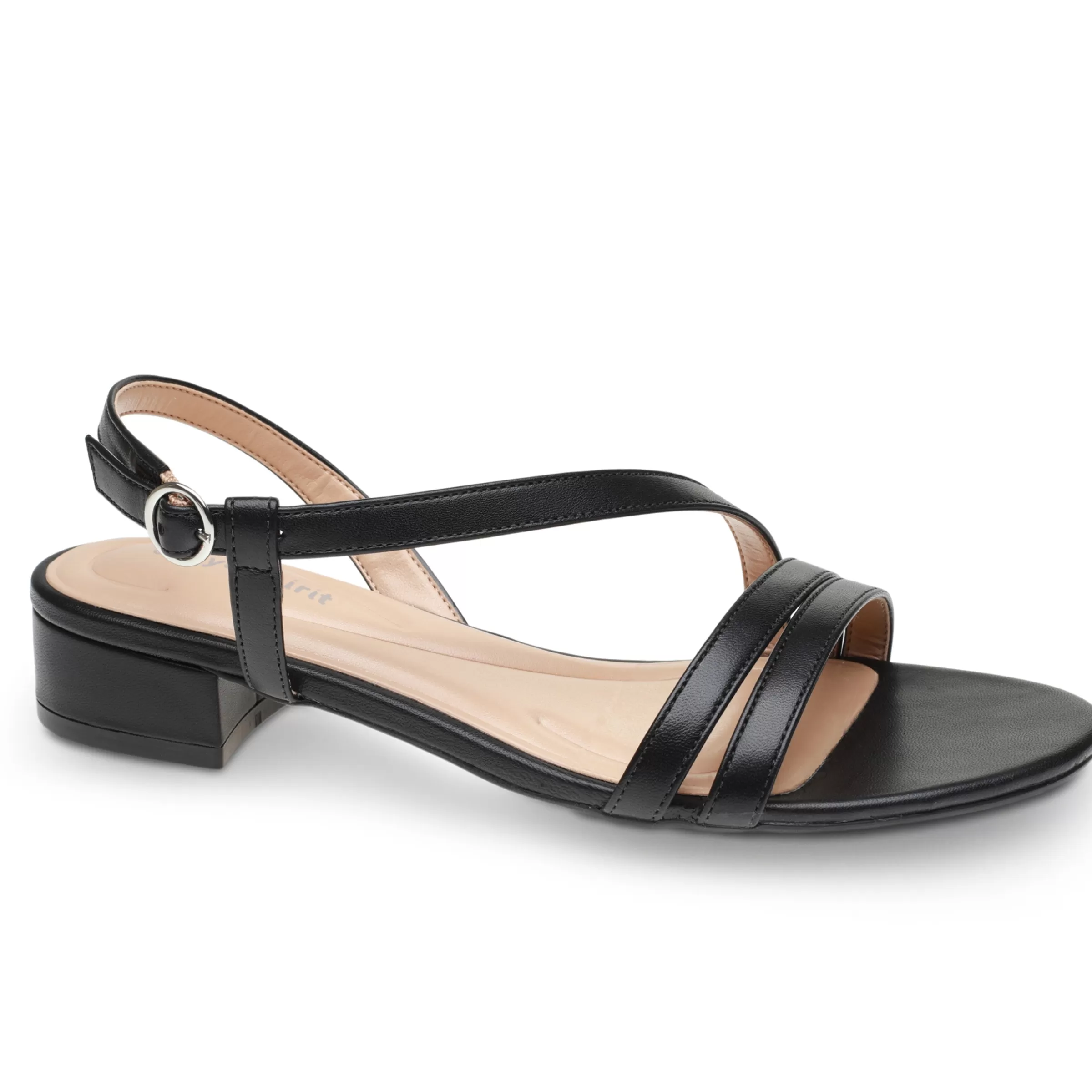 eFlex | eFlex-Easy Spirit Glenni Block Heel Sandals Black Leather