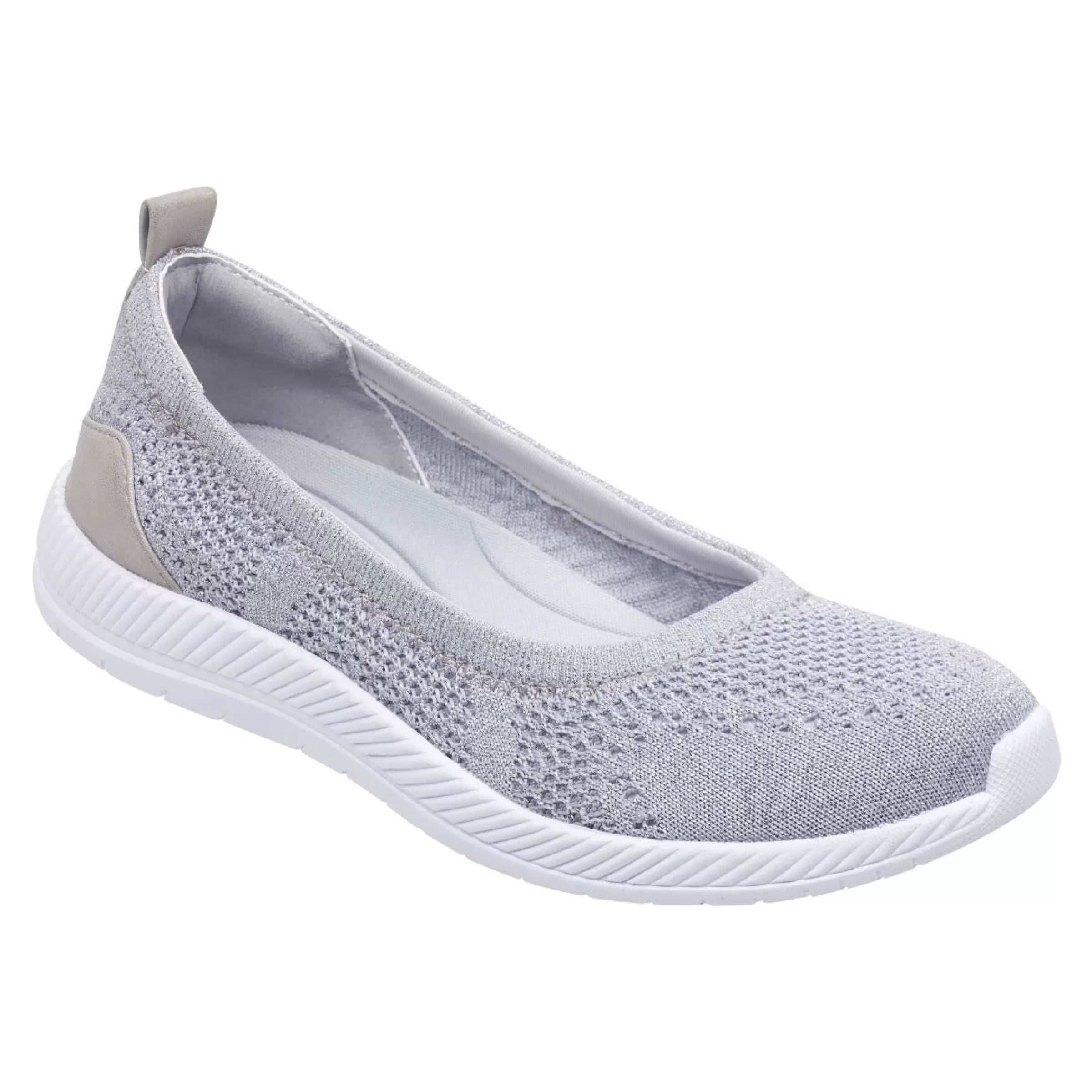 Glitz Walking Shoes | Slip Ons-Easy Spirit Glitz Walking Shoes Silver Knit