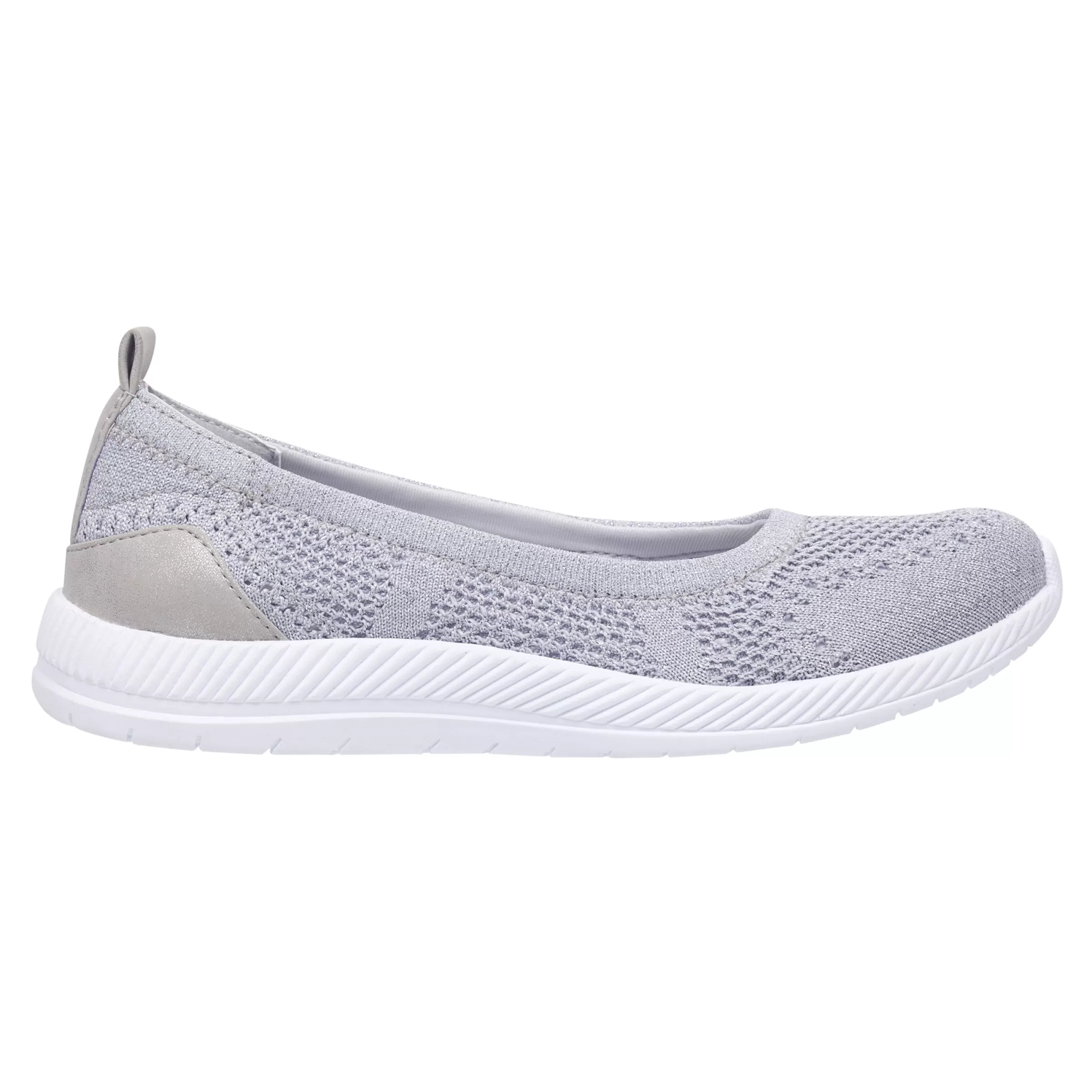 Glitz Walking Shoes | Slip Ons-Easy Spirit Glitz Walking Shoes Silver Knit