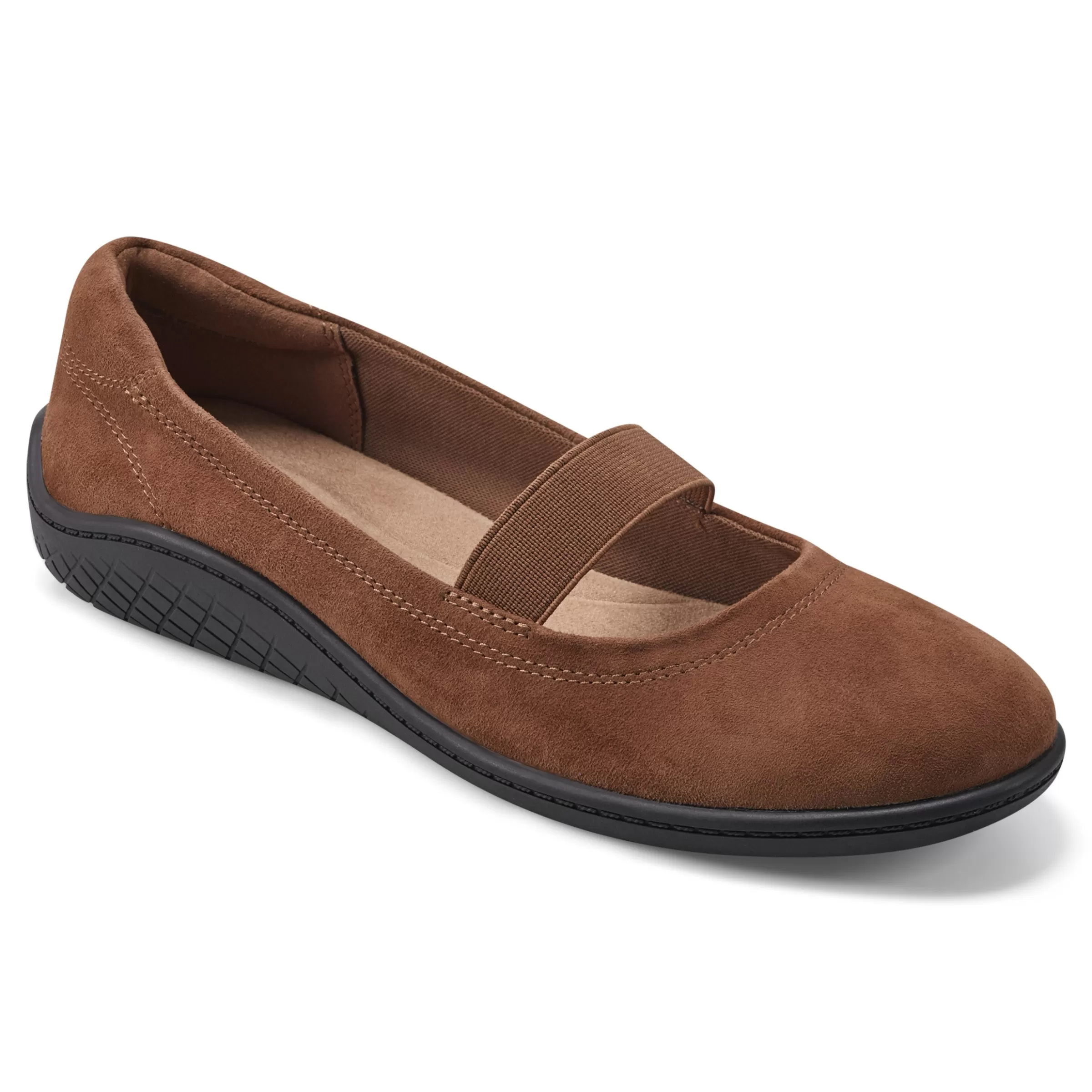 Golden Mark Jane Flats-Easy Spirit Golden Mary Jane Casual Ballet Flats Brown Suede