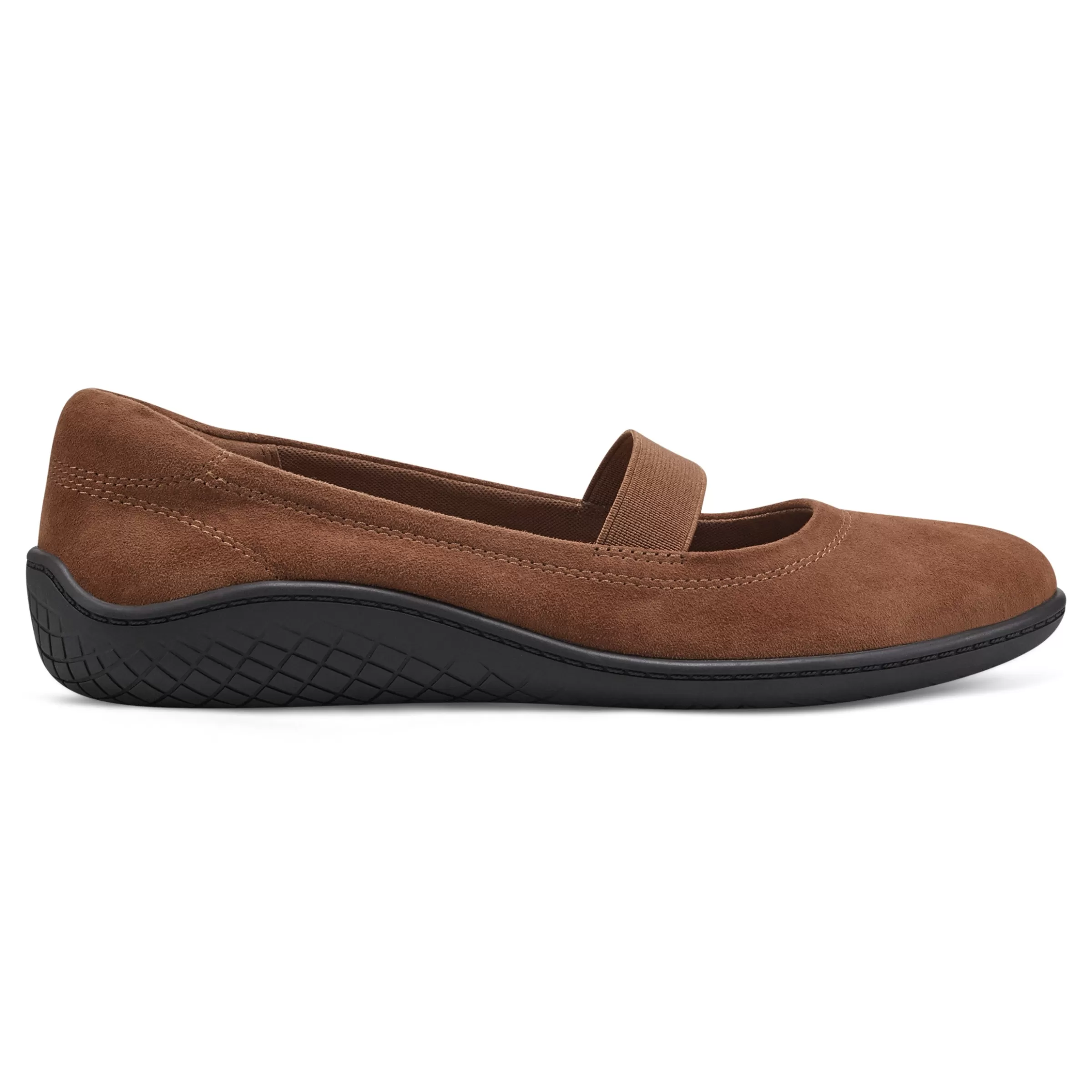 Golden Mark Jane Flats-Easy Spirit Golden Mary Jane Casual Ballet Flats Brown Suede