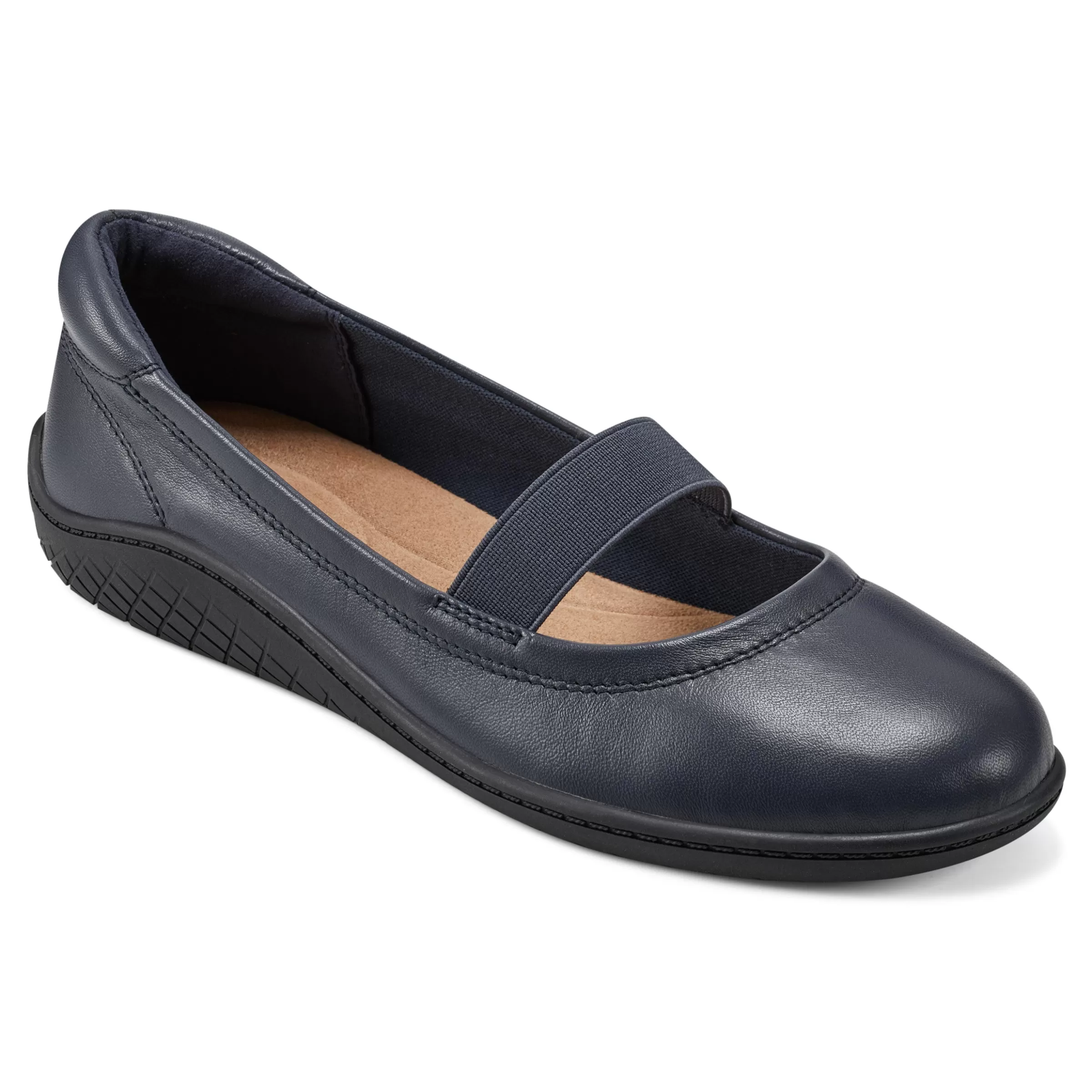 Golden Mark Jane Flats-Easy Spirit Golden Mary Jane Casual Ballet Flats Navy Leather