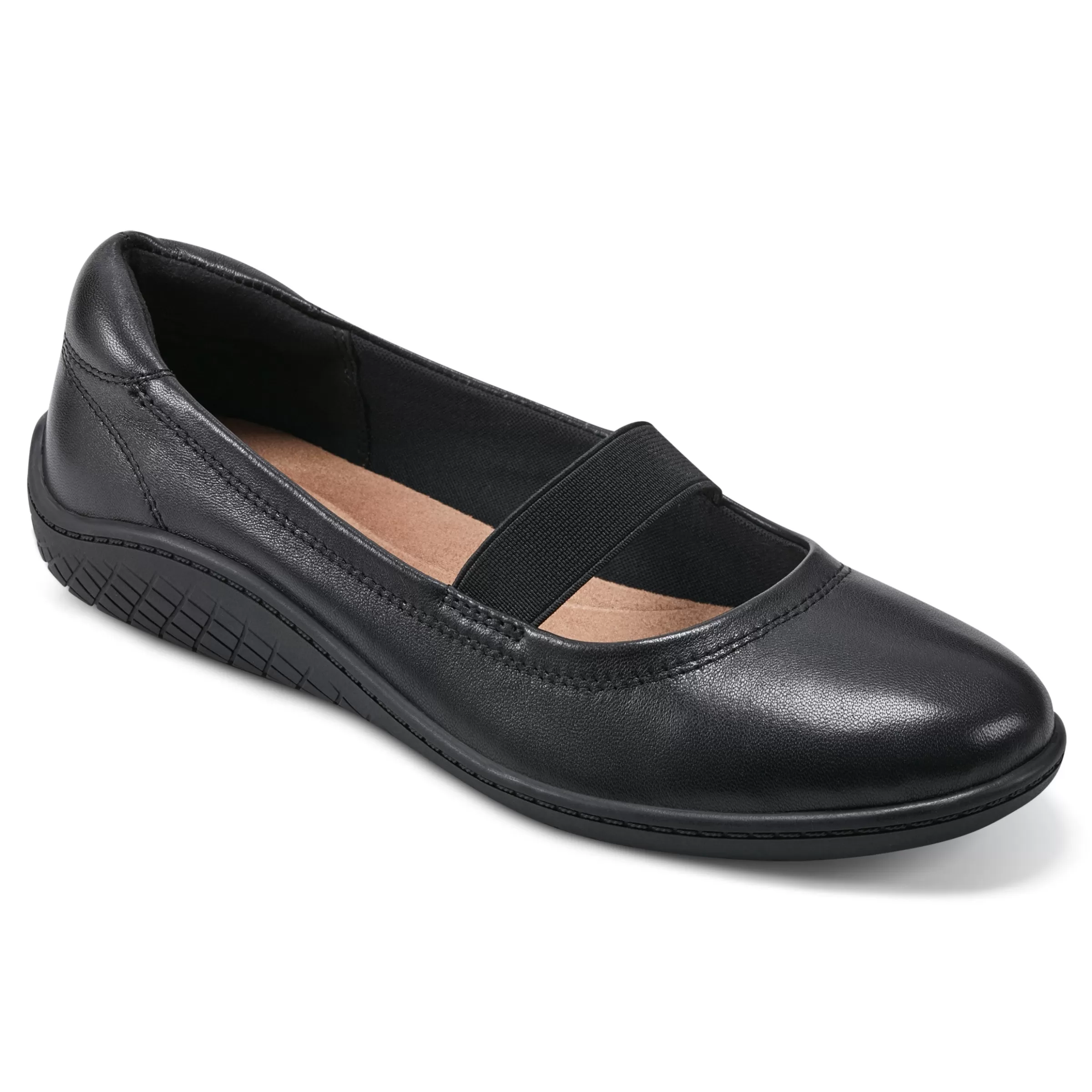 Golden Mark Jane Flats-Easy Spirit Golden Mary Jane Casual Ballet Flats Black Leather