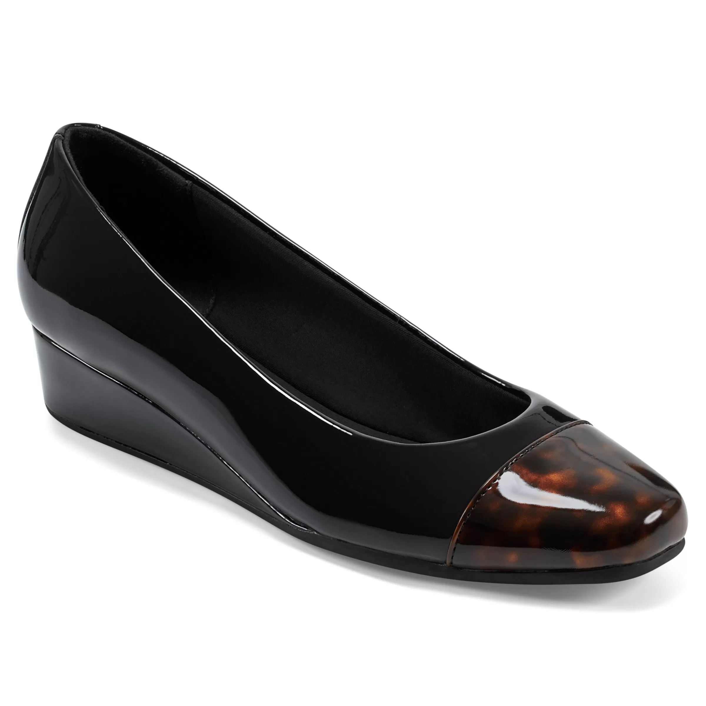 Gracey Wedge | Low Heels-Easy Spirit Gracey Wedge Heels Black/Tortoise