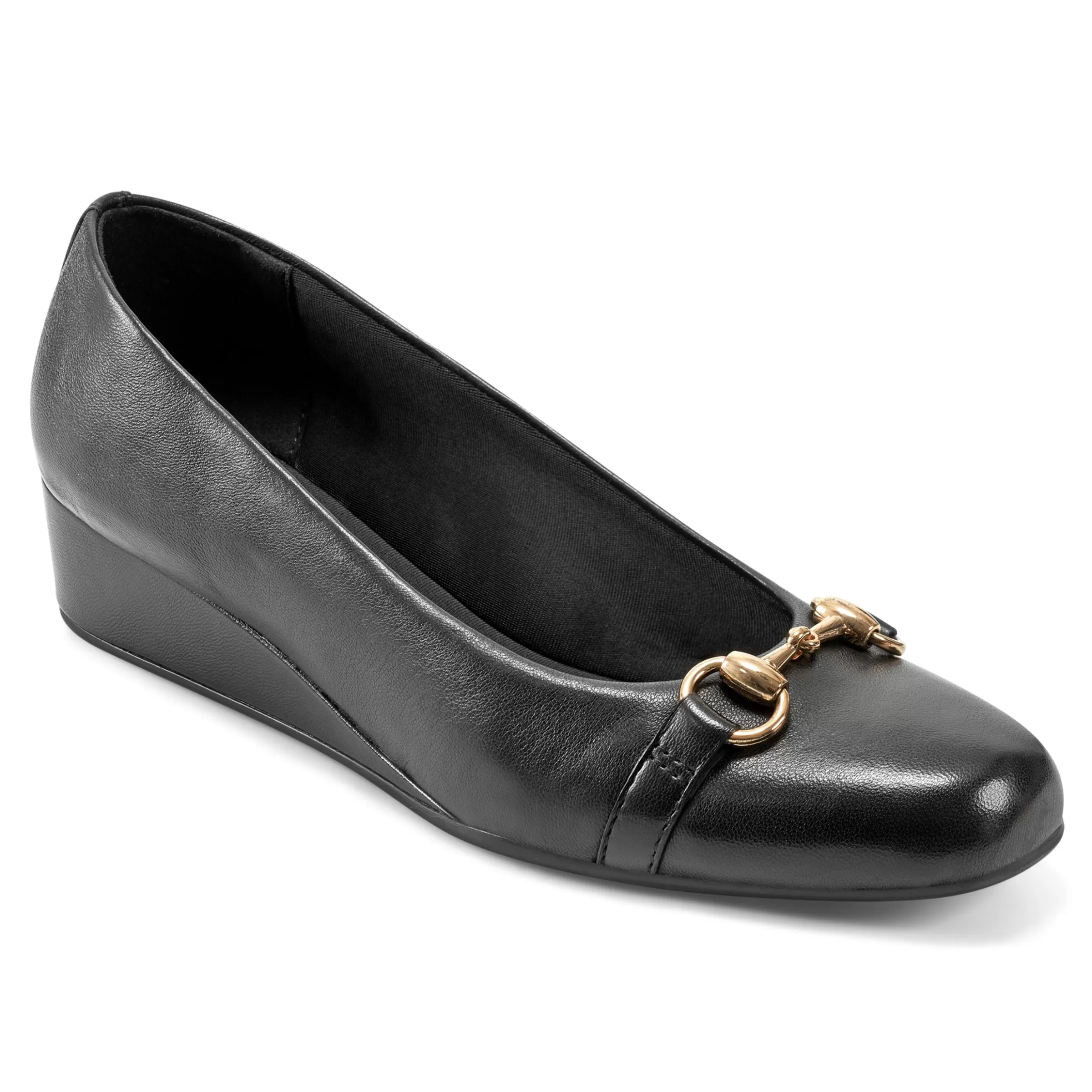 Low Heels | Wedges-Easy Spirit Guliana Wedge Heels Black Leather