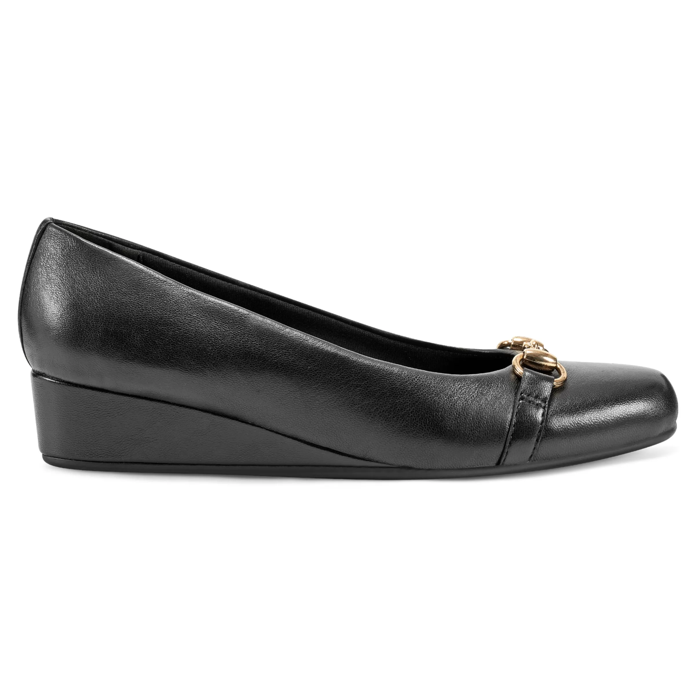 Low Heels | Wedges-Easy Spirit Guliana Wedge Heels Black Leather