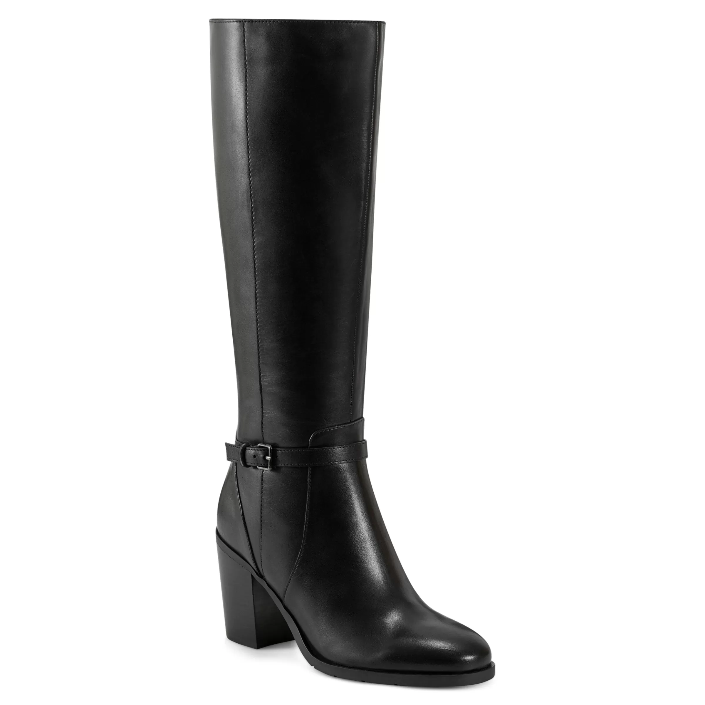 eFlex | eFlex-Easy Spirit Imani Block Heel Boots Black Leather