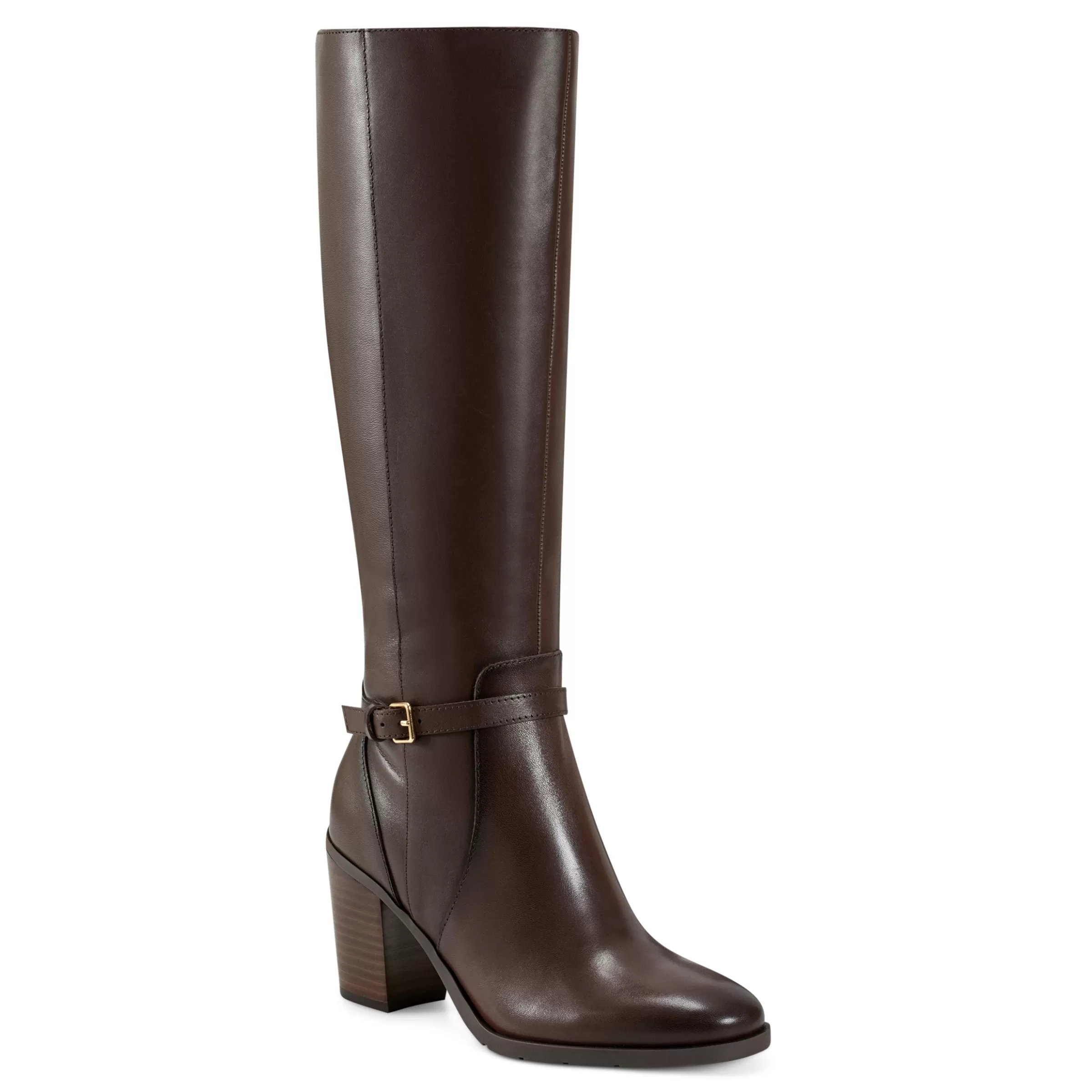 eFlex | eFlex-Easy Spirit Imani Block Heel Boots Brown Leather