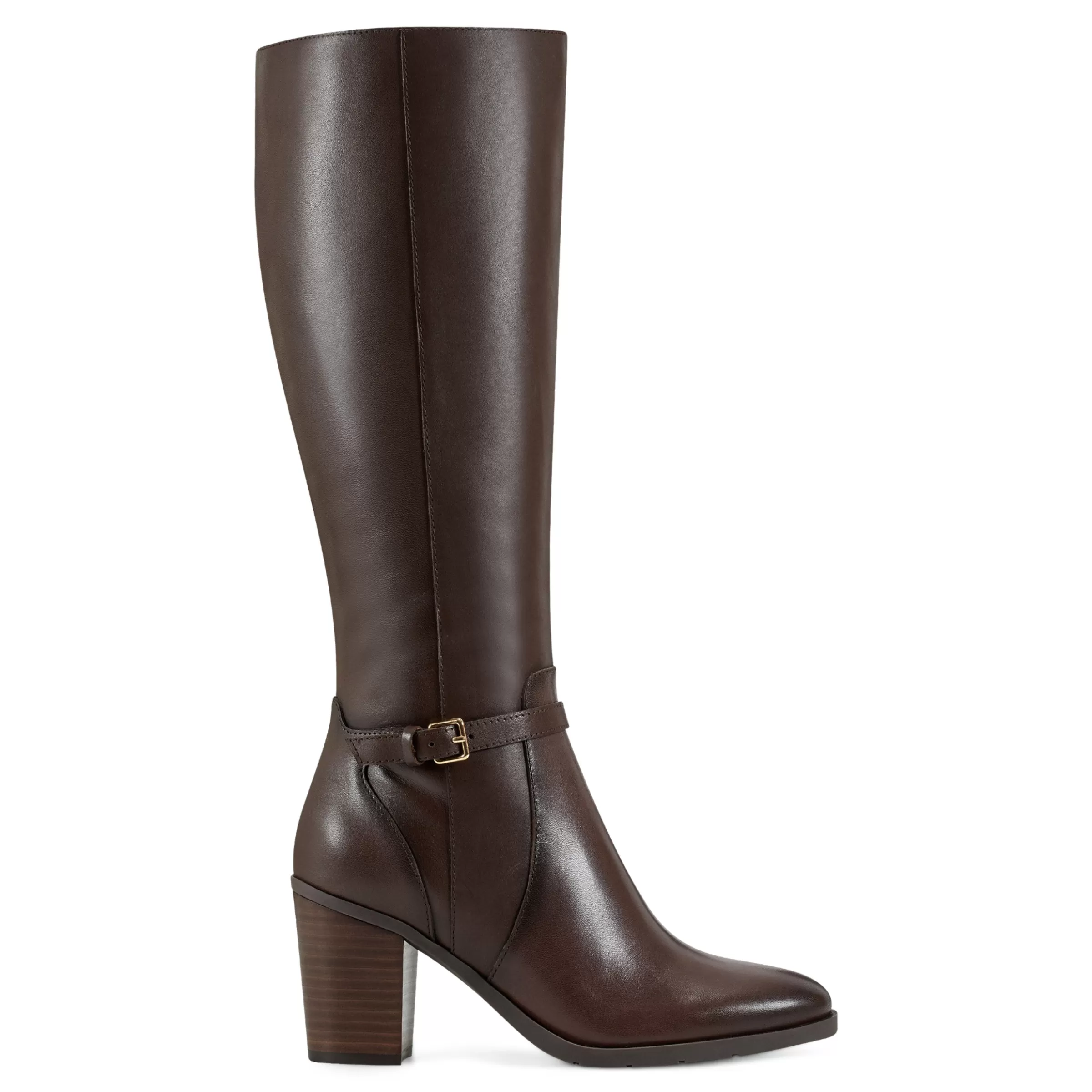 eFlex | eFlex-Easy Spirit Imani Block Heel Boots Brown Leather