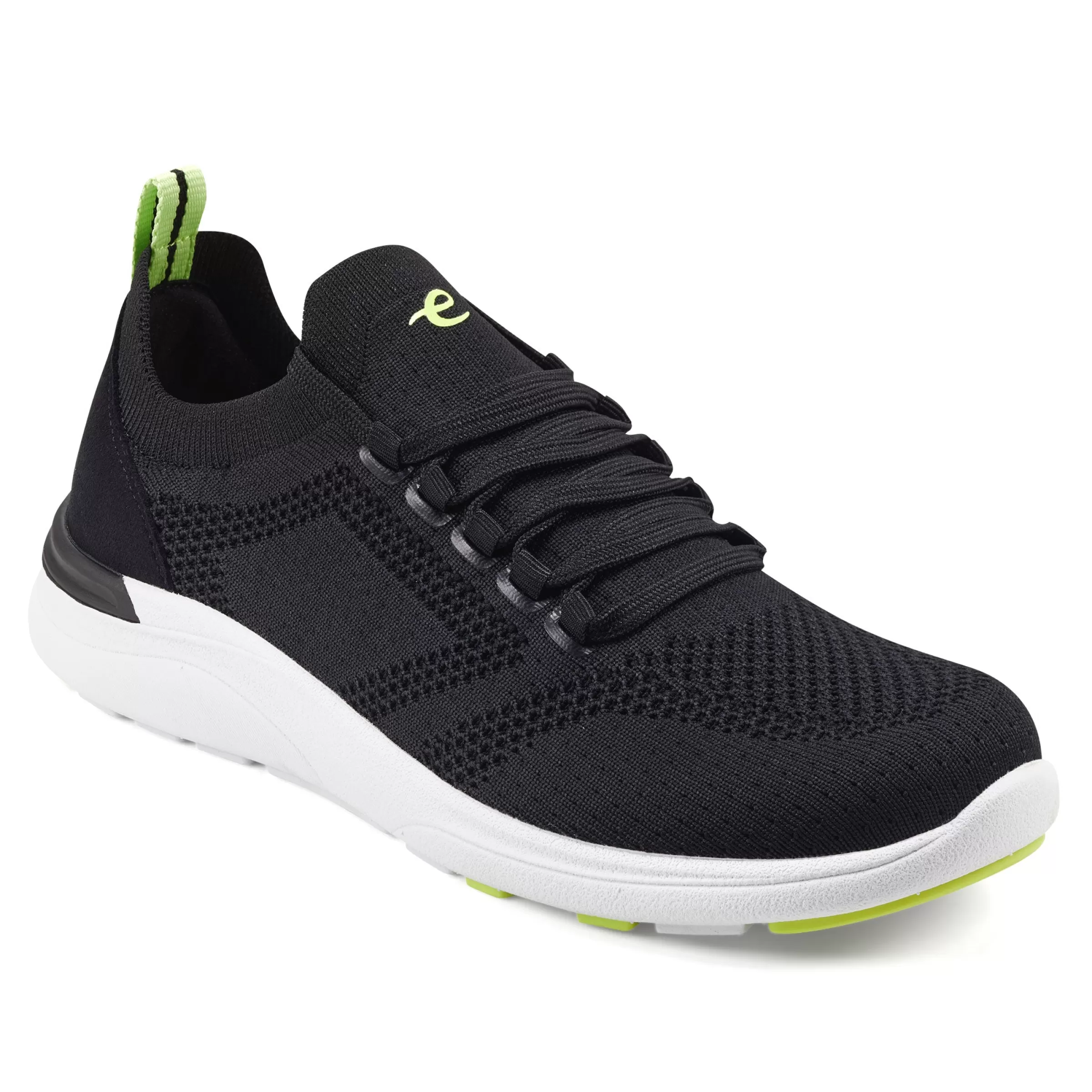 Sneakers | Sneakers-Easy Spirit Jacie Lace Up Walking Shoes Black Knit