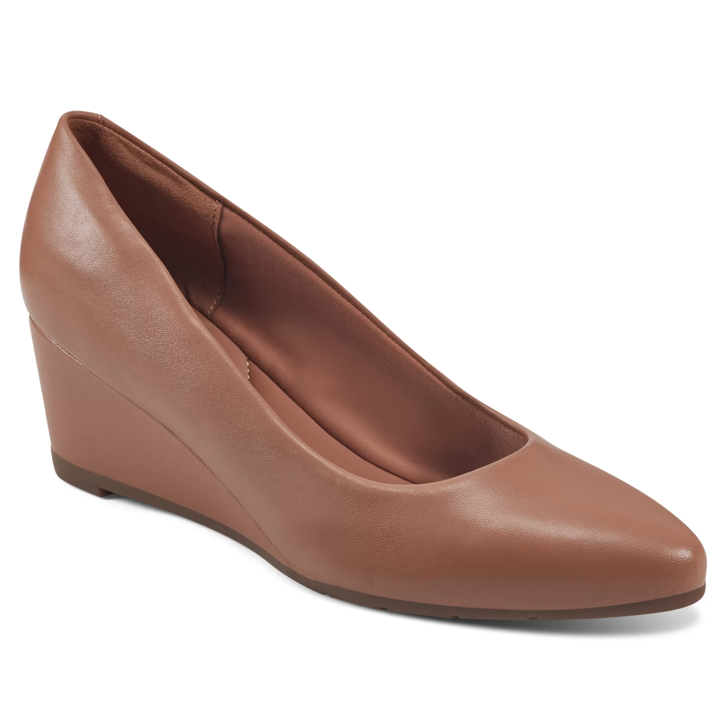 eFlex | eFlex-Easy Spirit Jinger Dress Wedges Tan Leather