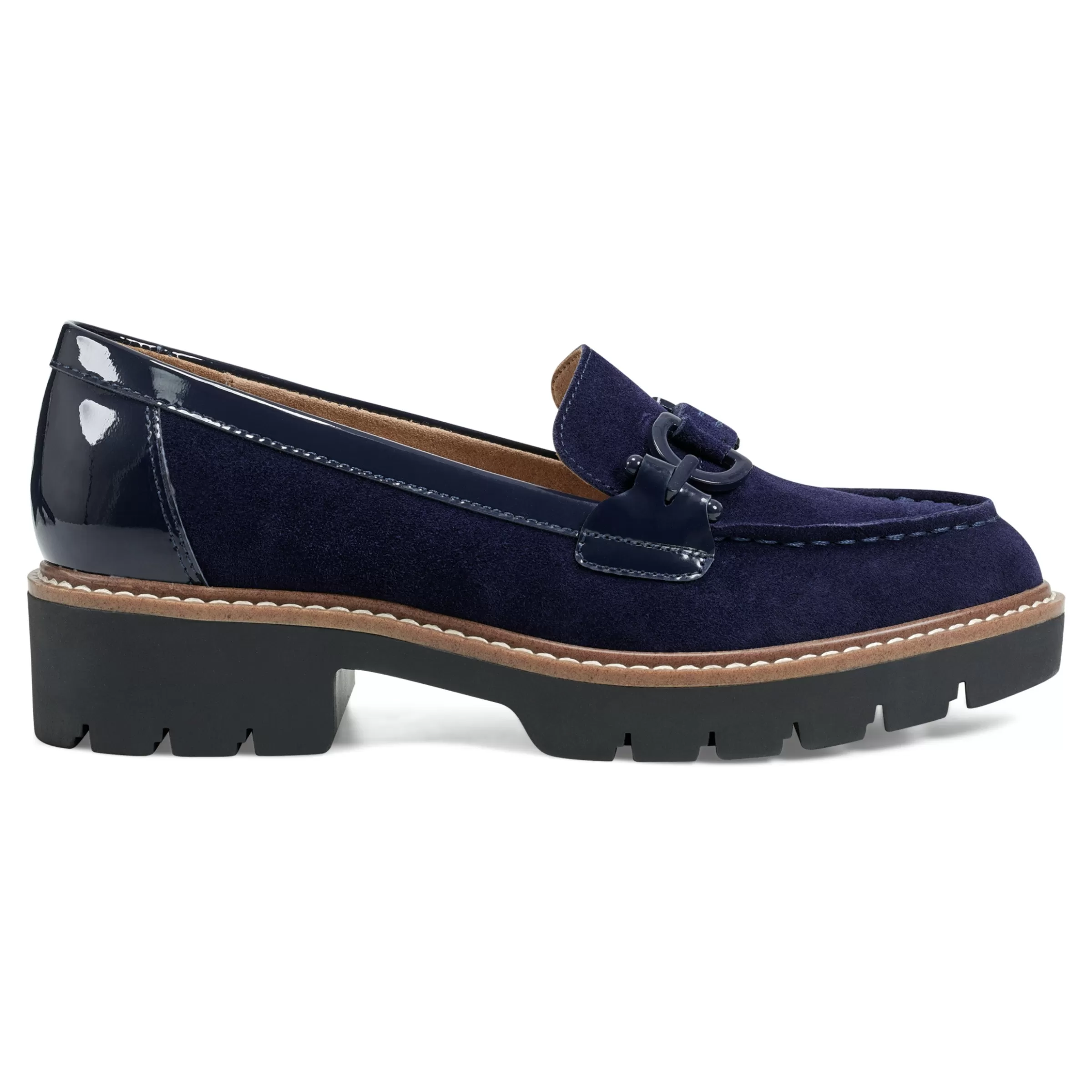 eFlex | eFlex-Easy Spirit Kinndle Lug Sole Casual Loafers Navy Suede