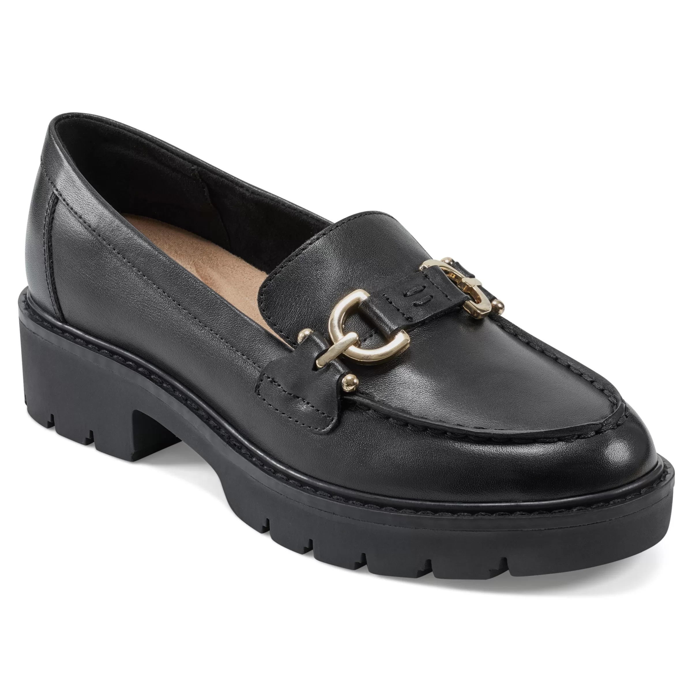 eFlex | eFlex-Easy Spirit Kinndle Lug Sole Casual Loafers Black Leather