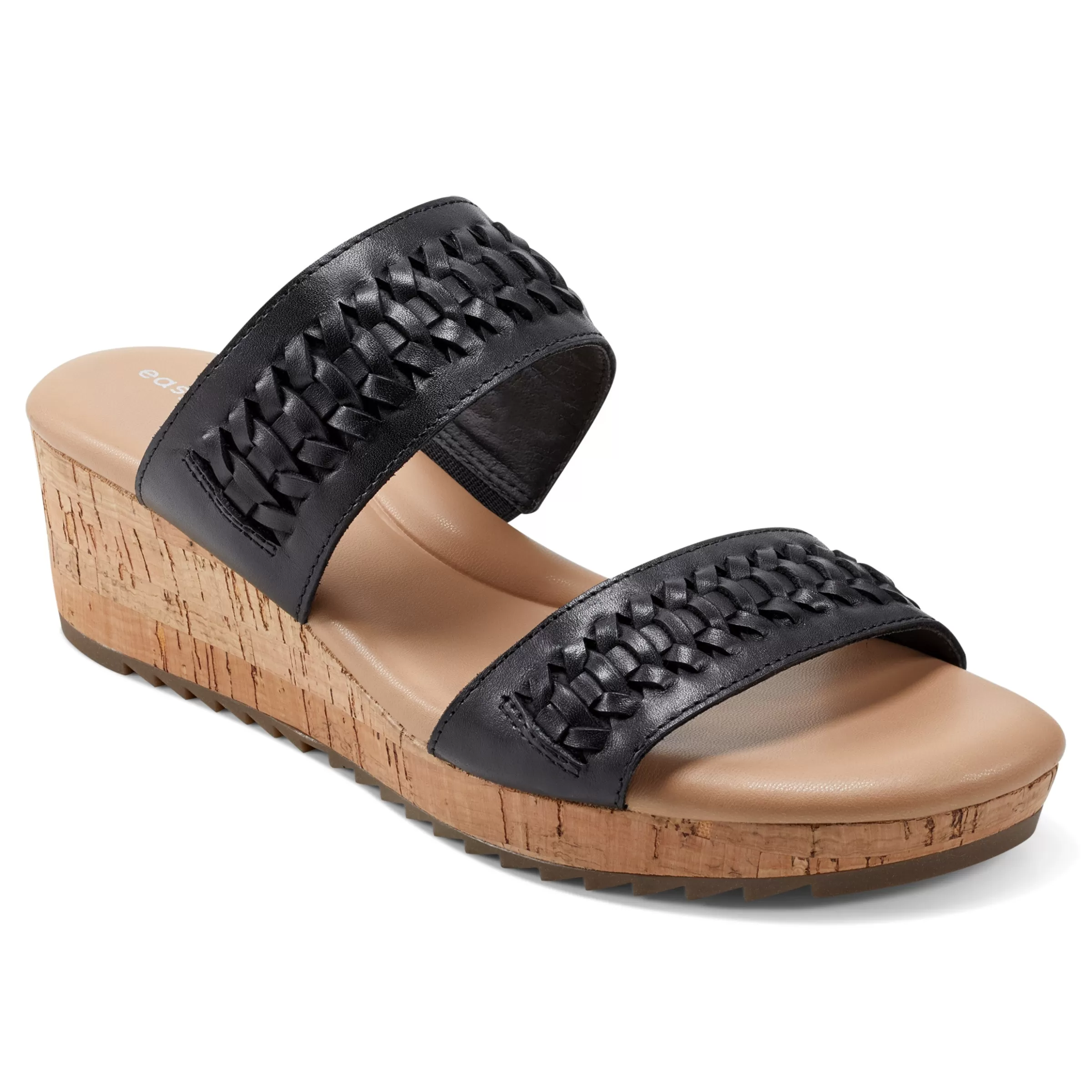 Dress | Sandals-Easy Spirit Lillia Platform Wedge Sandals Black Leather