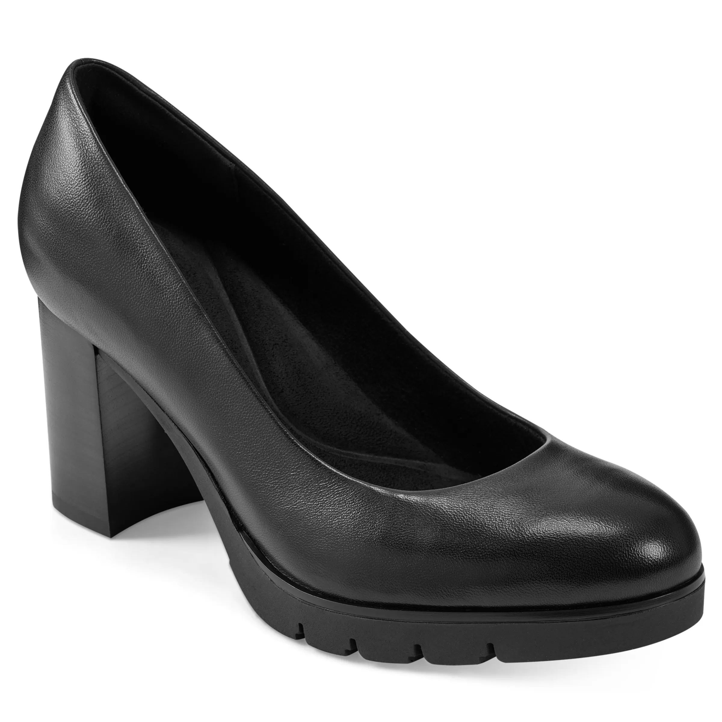 eFlex | eFlex-Easy Spirit Mckay Lug Sole Dress Pumps Black Leather