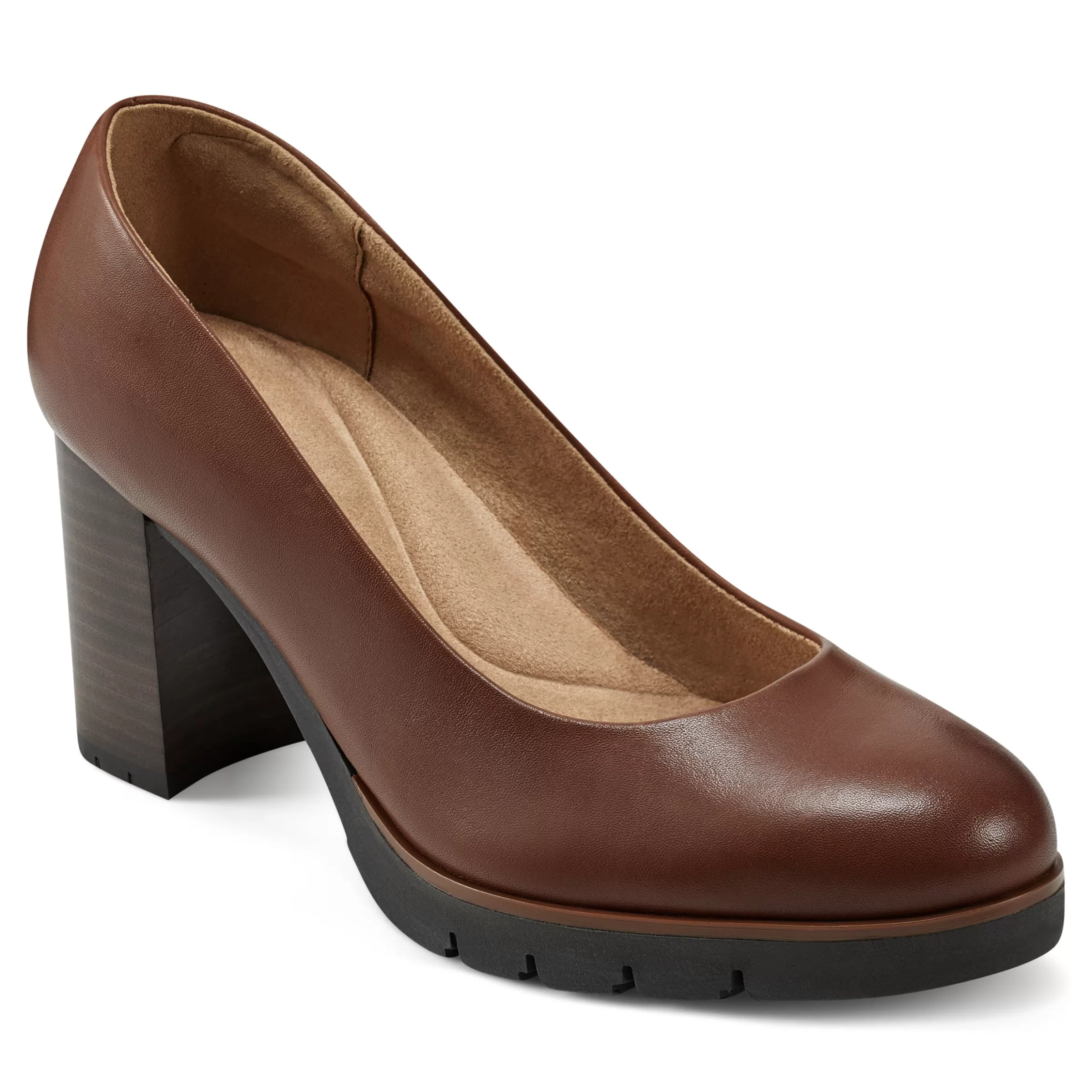 eFlex | eFlex-Easy Spirit Mckay Lug Sole Dress Pumps Brown Leather