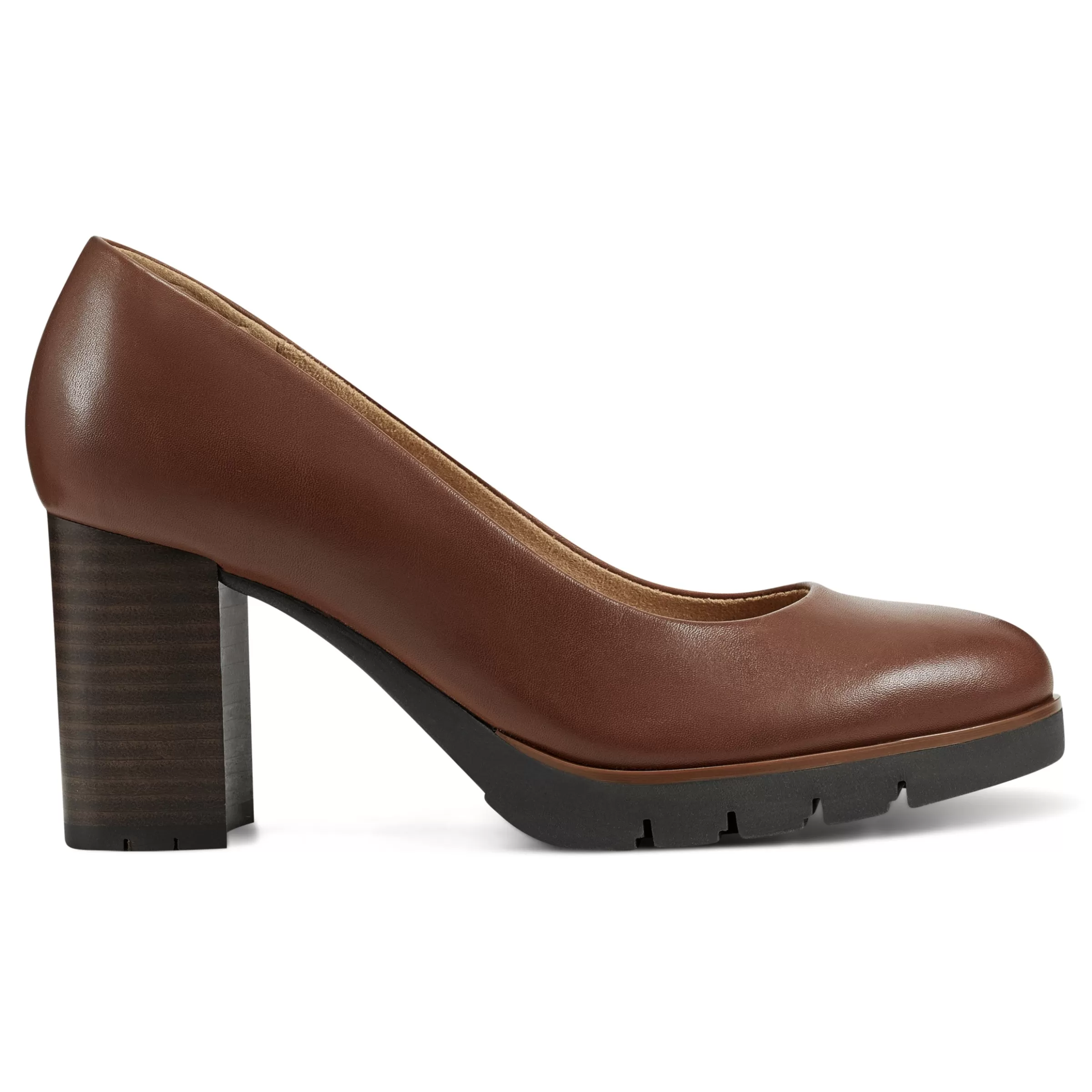 eFlex | eFlex-Easy Spirit Mckay Lug Sole Dress Pumps Brown Leather