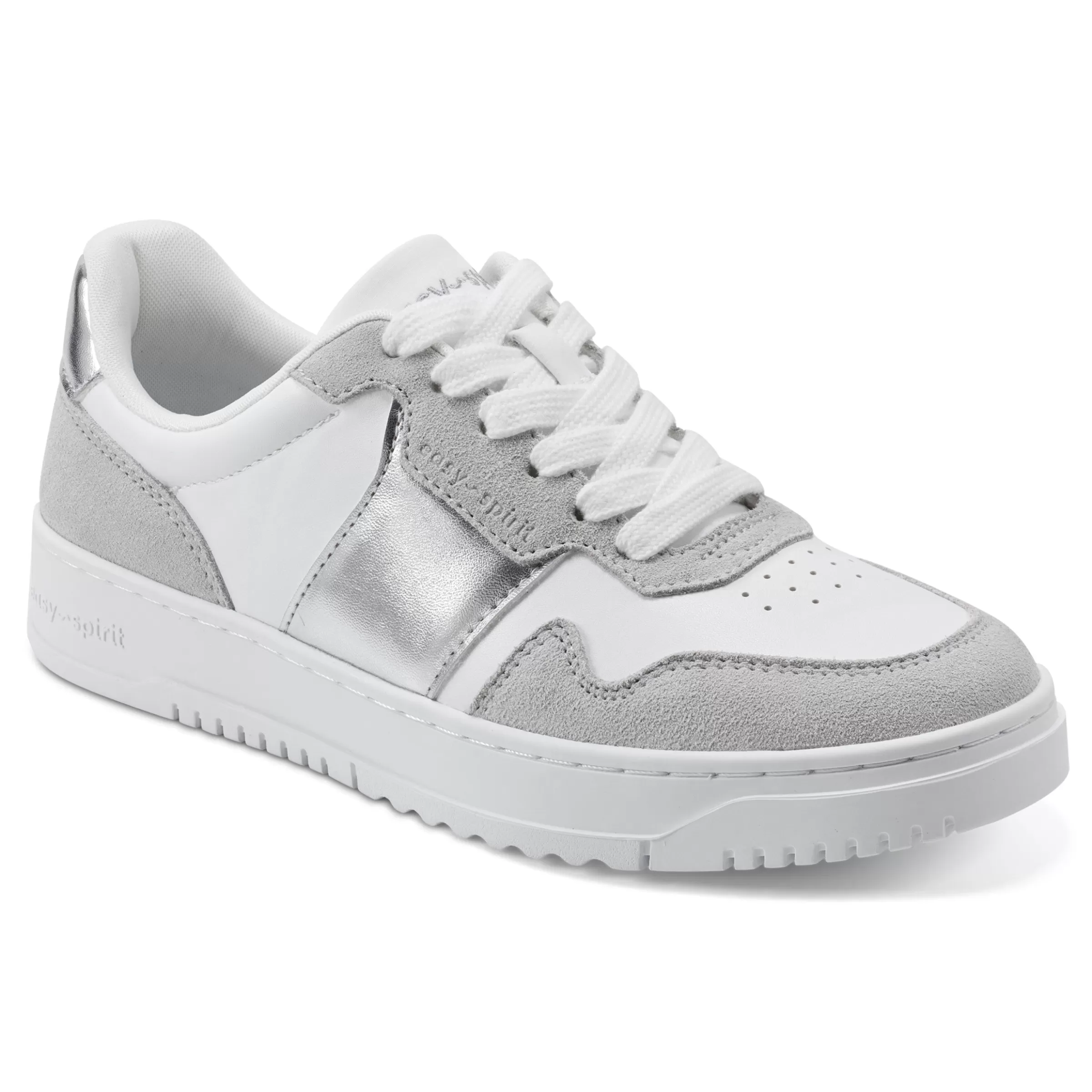 Sneakers | Sneakers-Easy Spirit Merci Lace Up Sneakers White/Silver