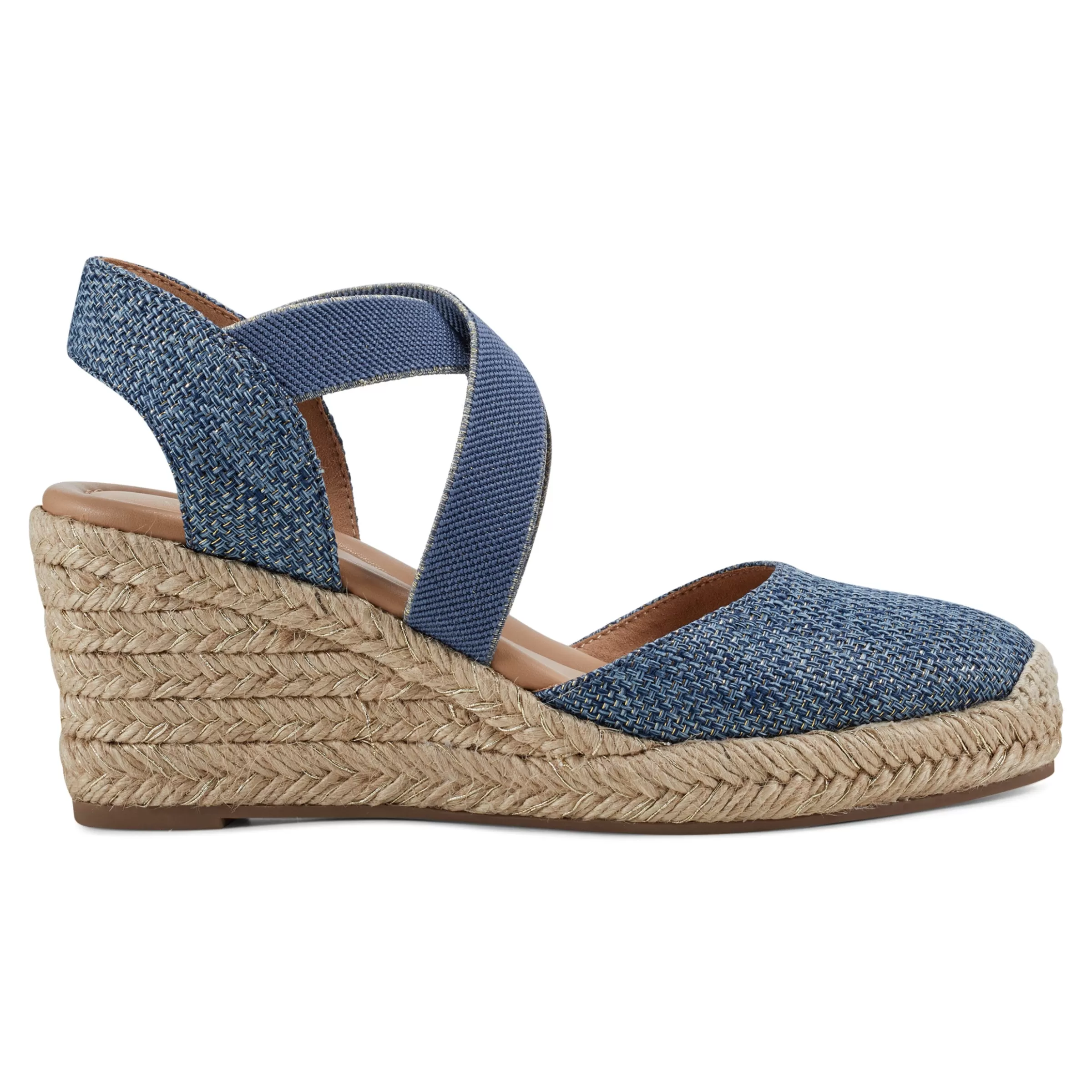 Dress | Sandals-Easy Spirit Meza Espadrille Wedge Sandals Blue Raffia