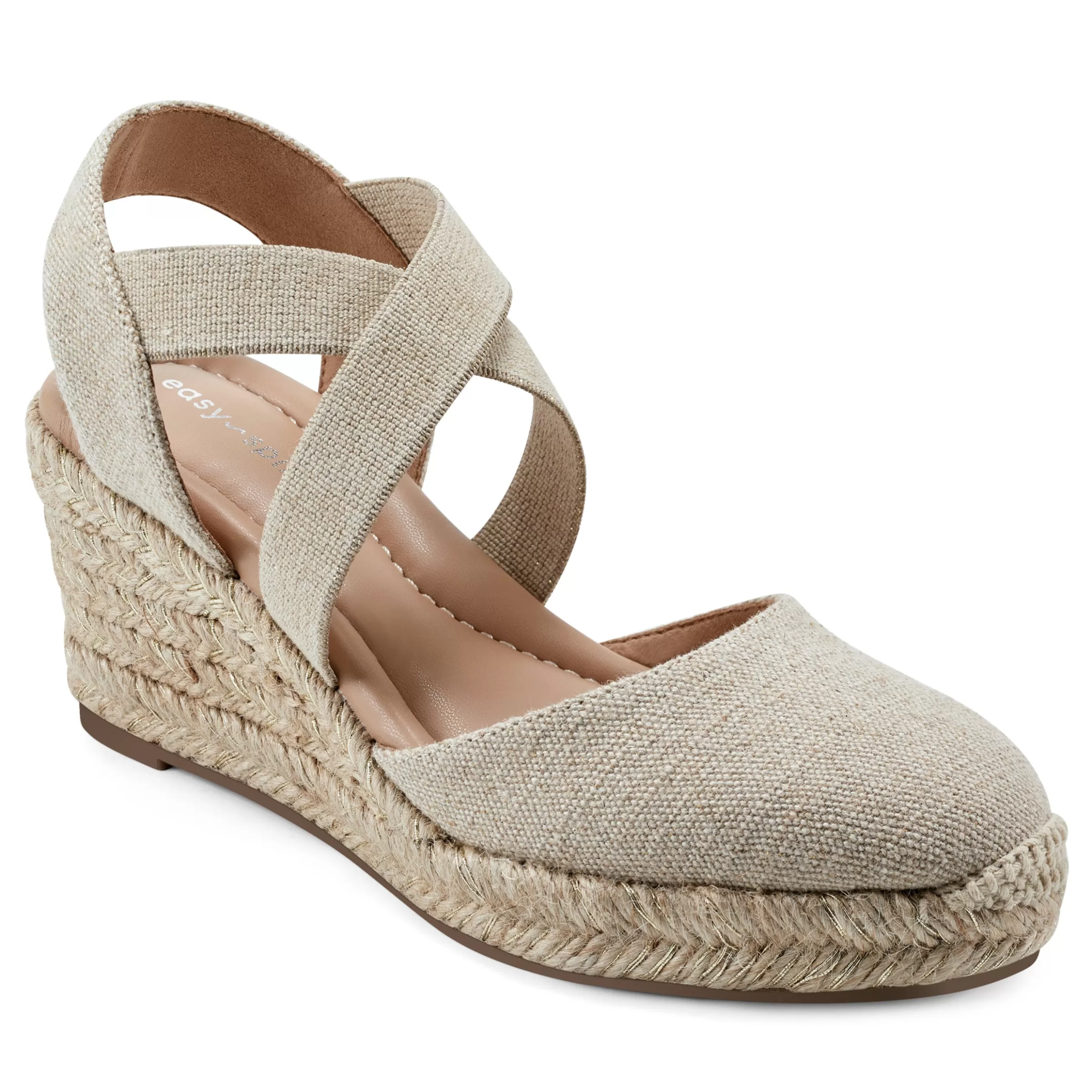 Dress | Sandals-Easy Spirit Meza Espadrille Wedge Sandals Natural Metallic