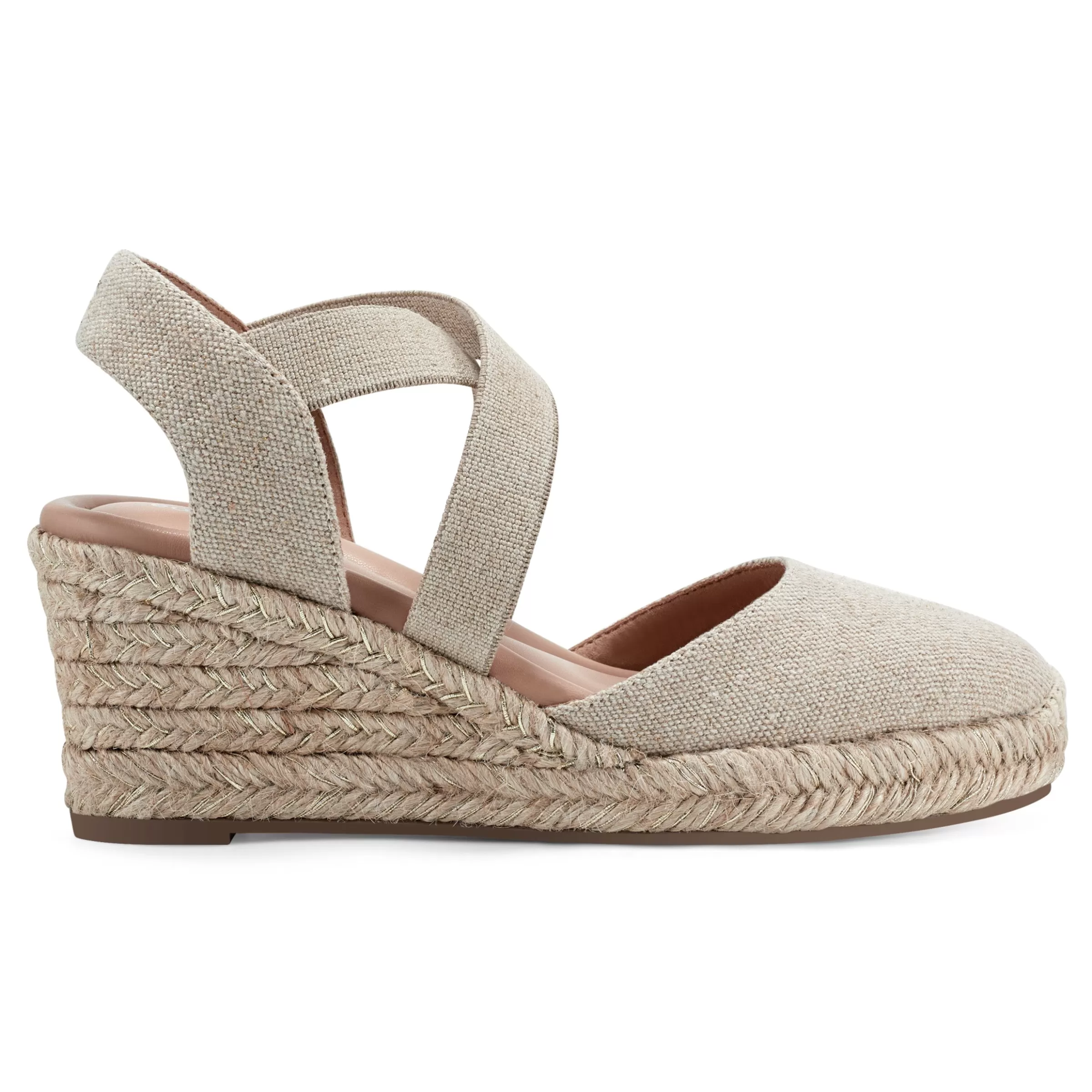 Dress | Sandals-Easy Spirit Meza Espadrille Wedge Sandals Natural Metallic