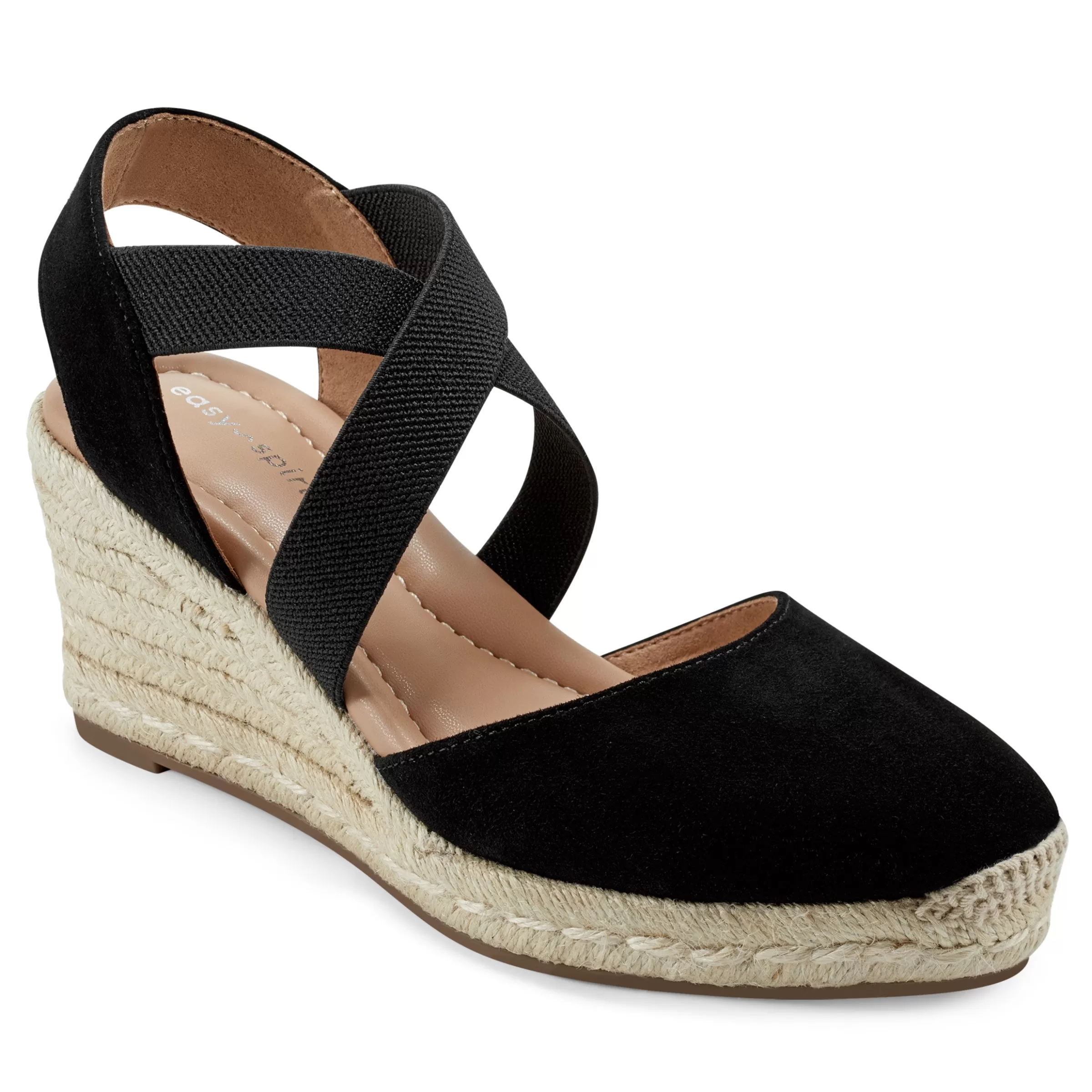 Dress | Sandals-Easy Spirit Meza Espadrille Wedge Sandals Black Suede