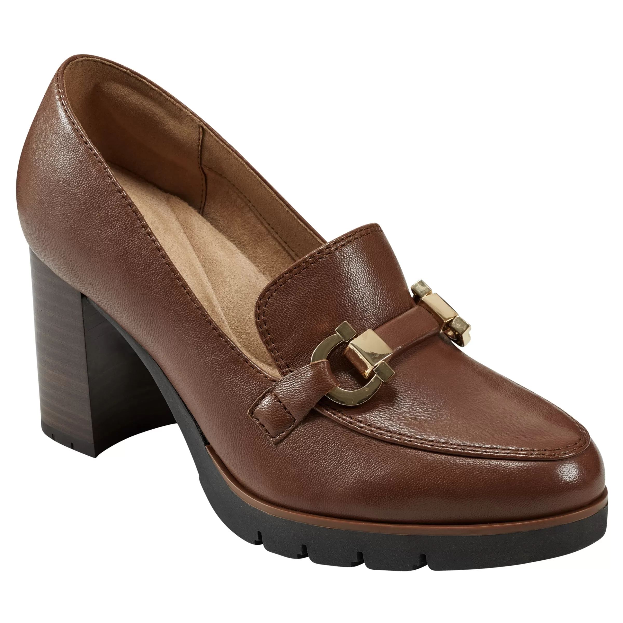 eFlex | eFlex-Easy Spirit Mirror Lug Sole Dress Pumps Brown Leather