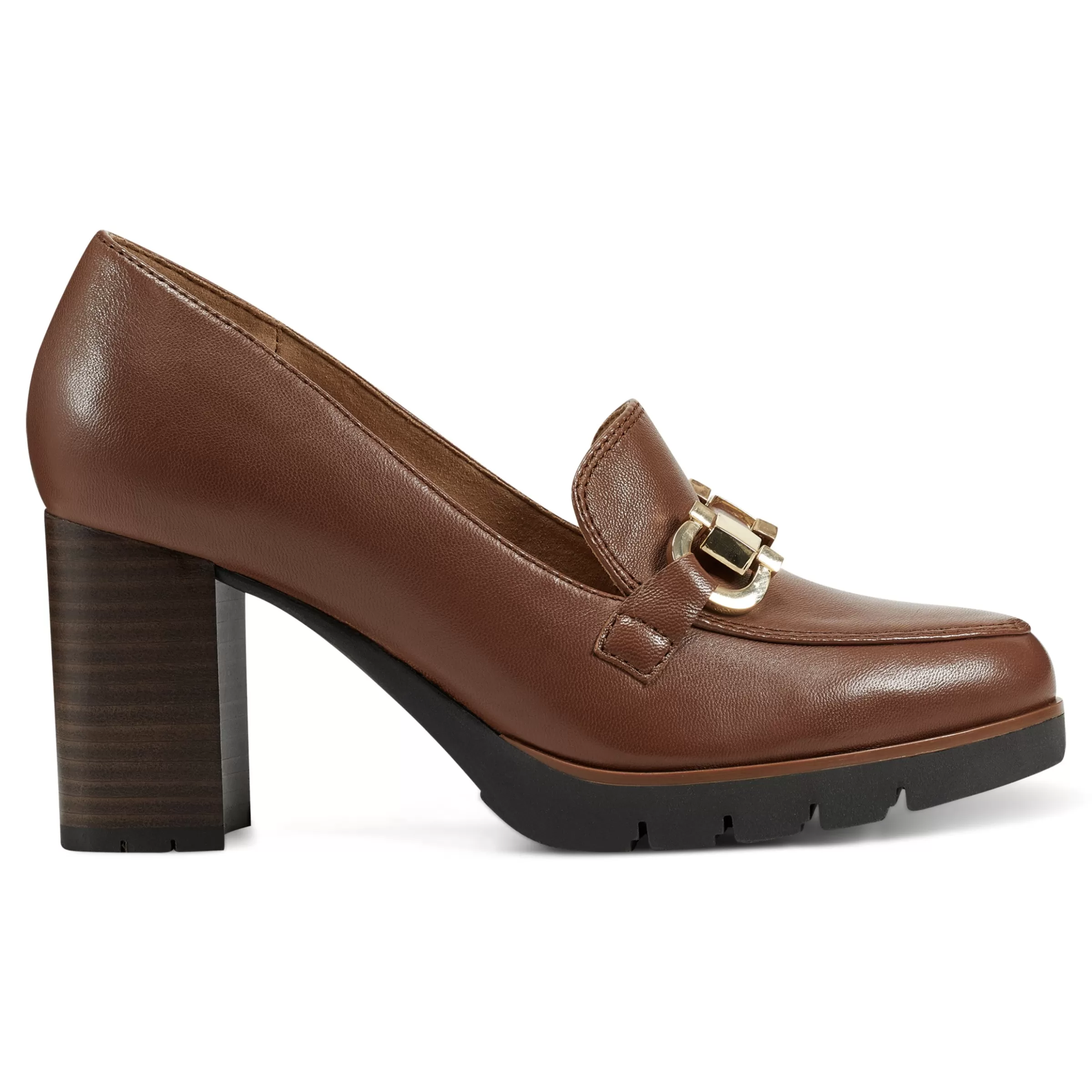 eFlex | eFlex-Easy Spirit Mirror Lug Sole Dress Pumps Brown Leather