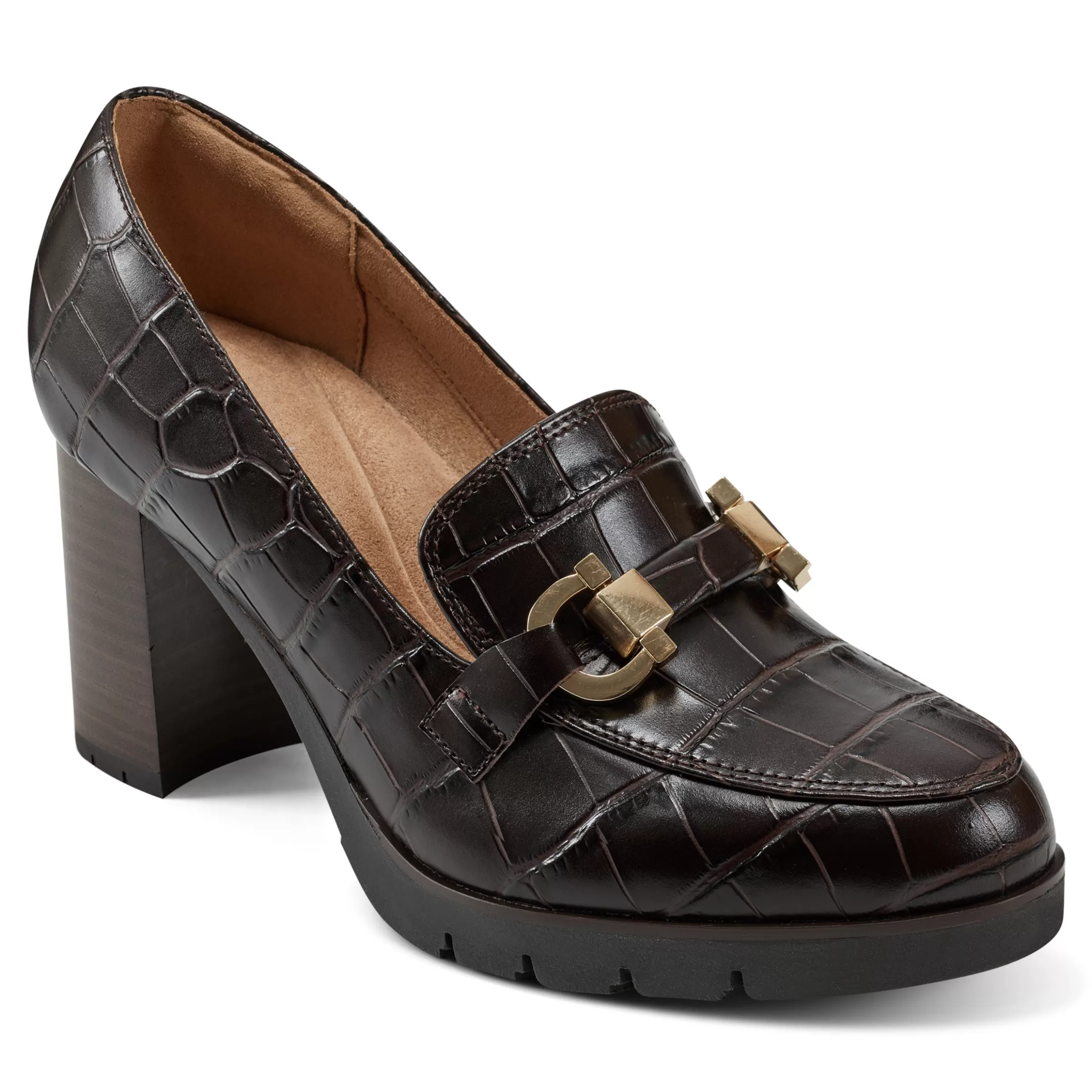 eFlex | eFlex-Easy Spirit Mirror Lug Sole Dress Pumps Brown Croco Leather