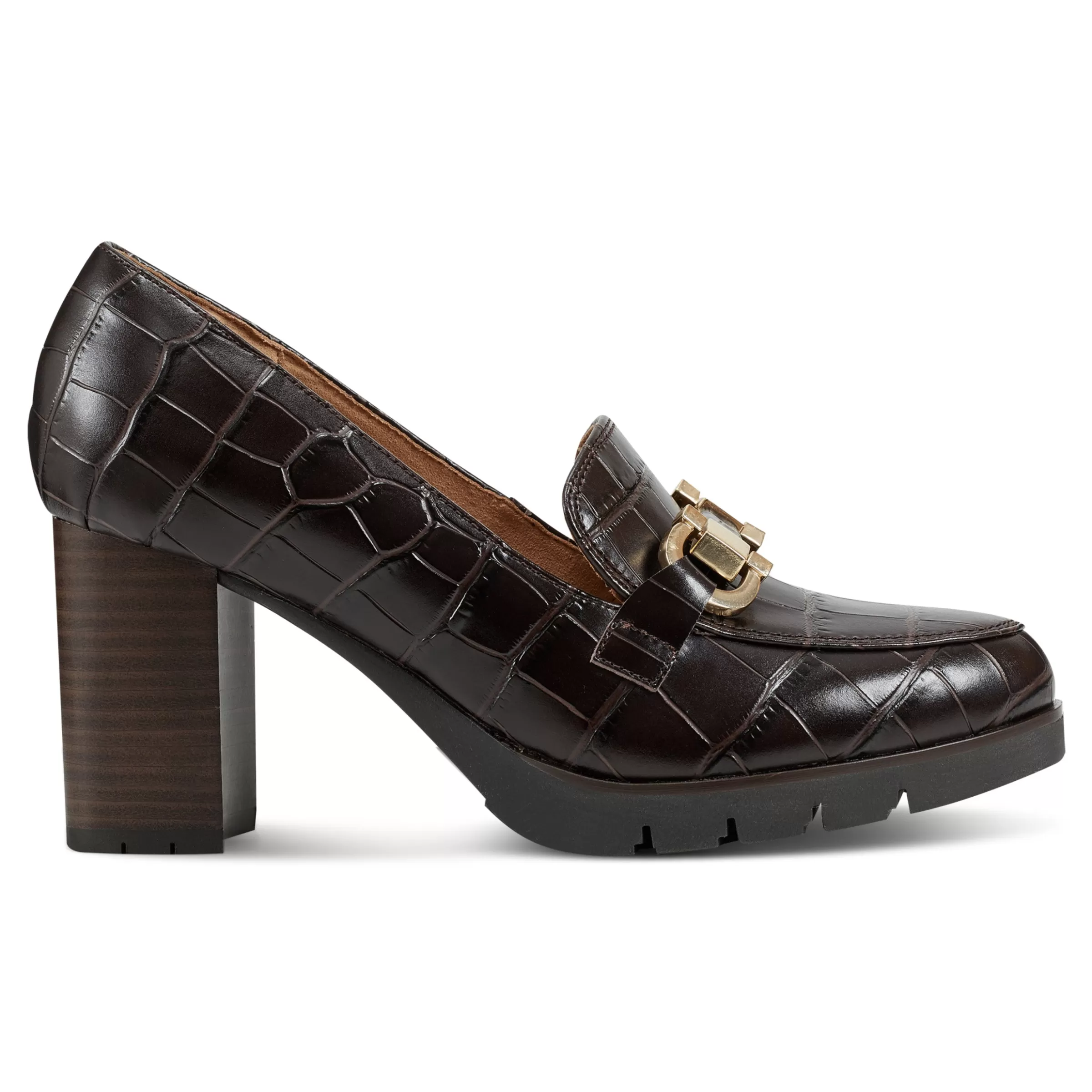 eFlex | eFlex-Easy Spirit Mirror Lug Sole Dress Pumps Brown Croco Leather