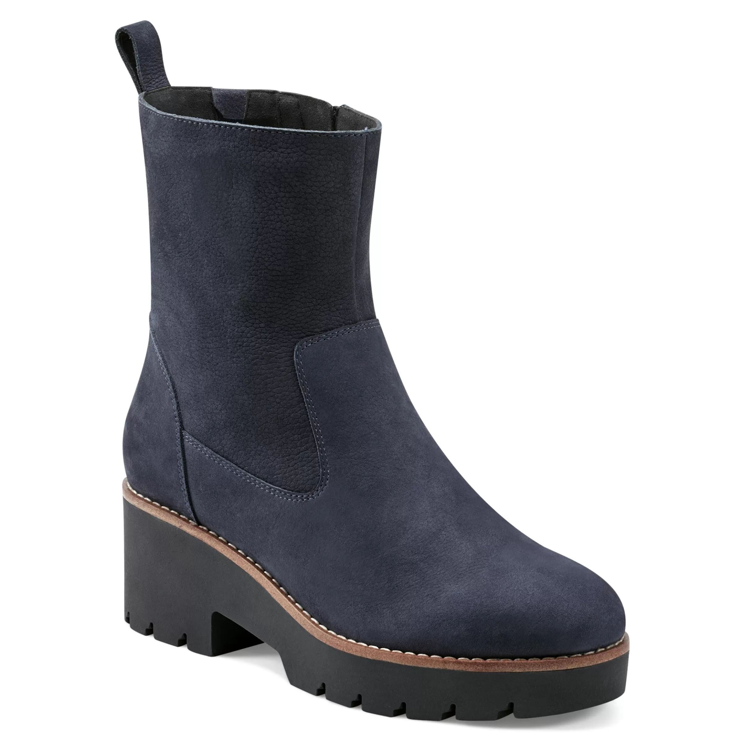 eFlex | eFlex-Easy Spirit Morgan Lug Sole Casual Booties Navy Nubuck Leather