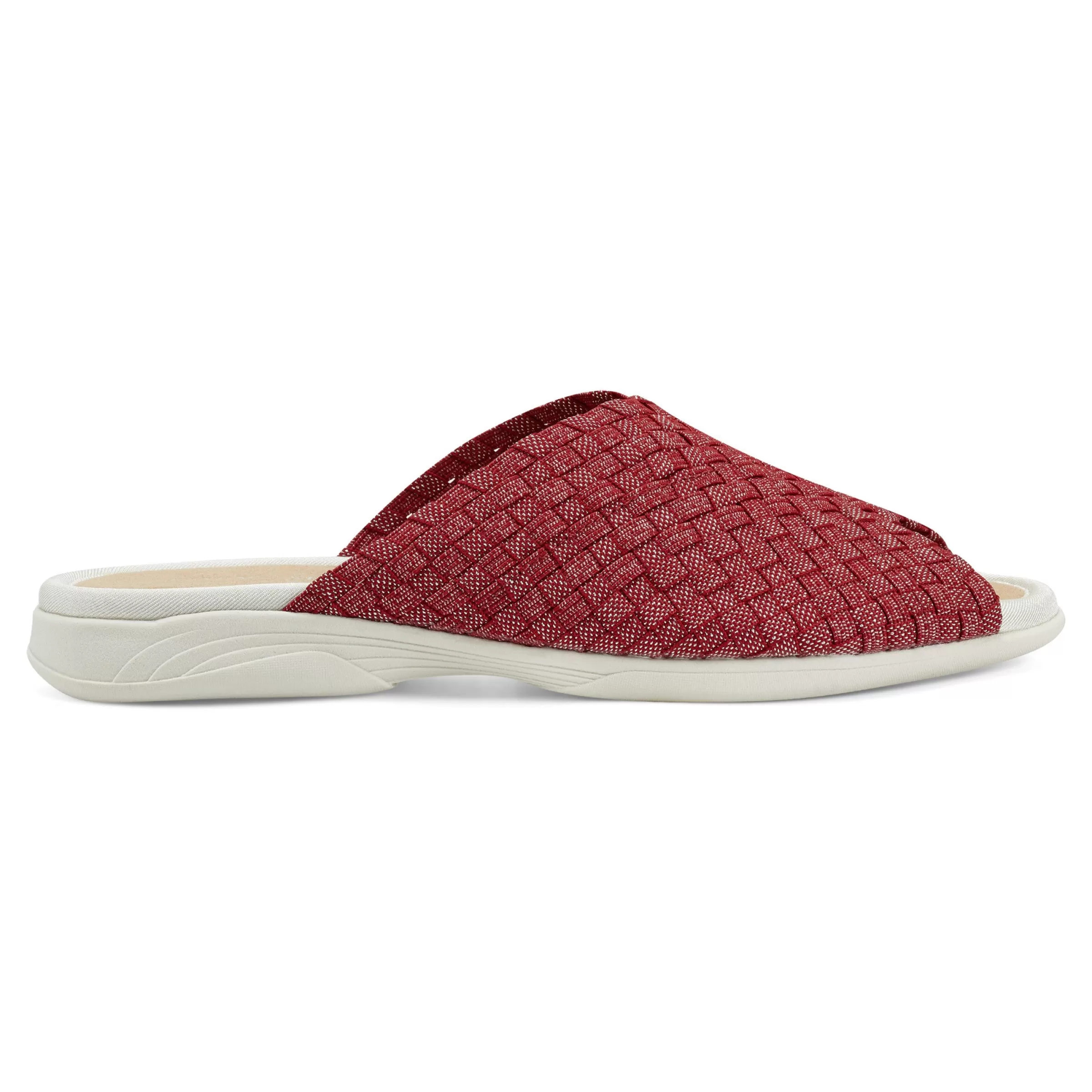 Casual | Flats-Easy Spirit Nora Slide Sandals Red/Silver Woven Shimmer