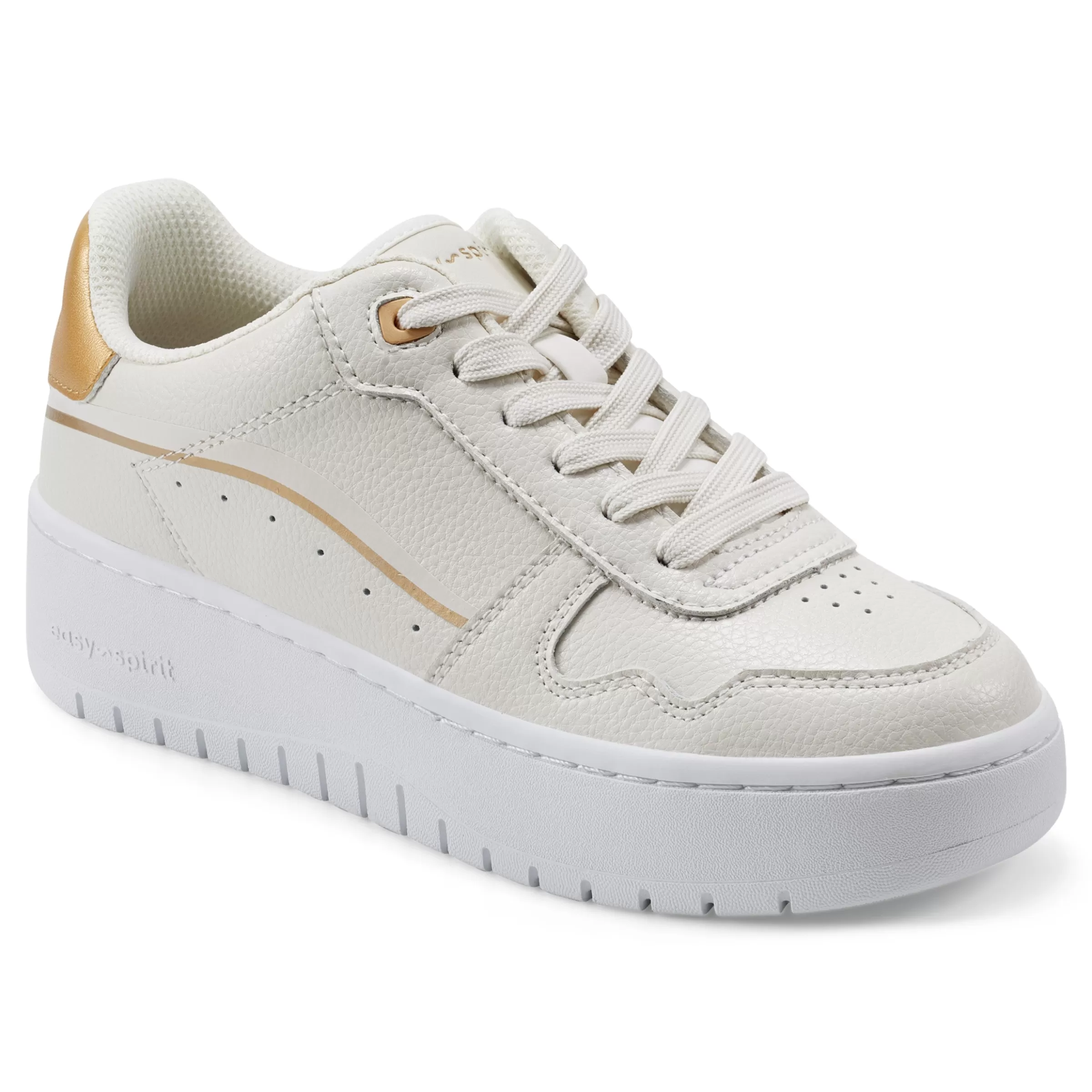 Sneakers | Sneakers-Easy Spirit Onyx Lace Up Platform Walking Shoes Cream Gold