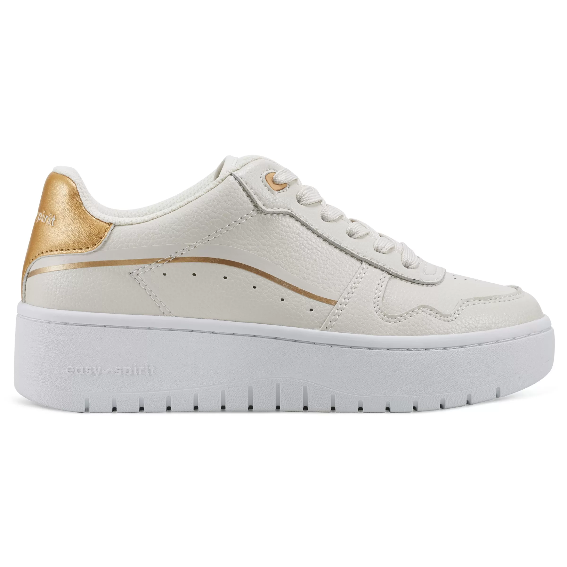 Sneakers | Sneakers-Easy Spirit Onyx Lace Up Platform Walking Shoes Cream Gold