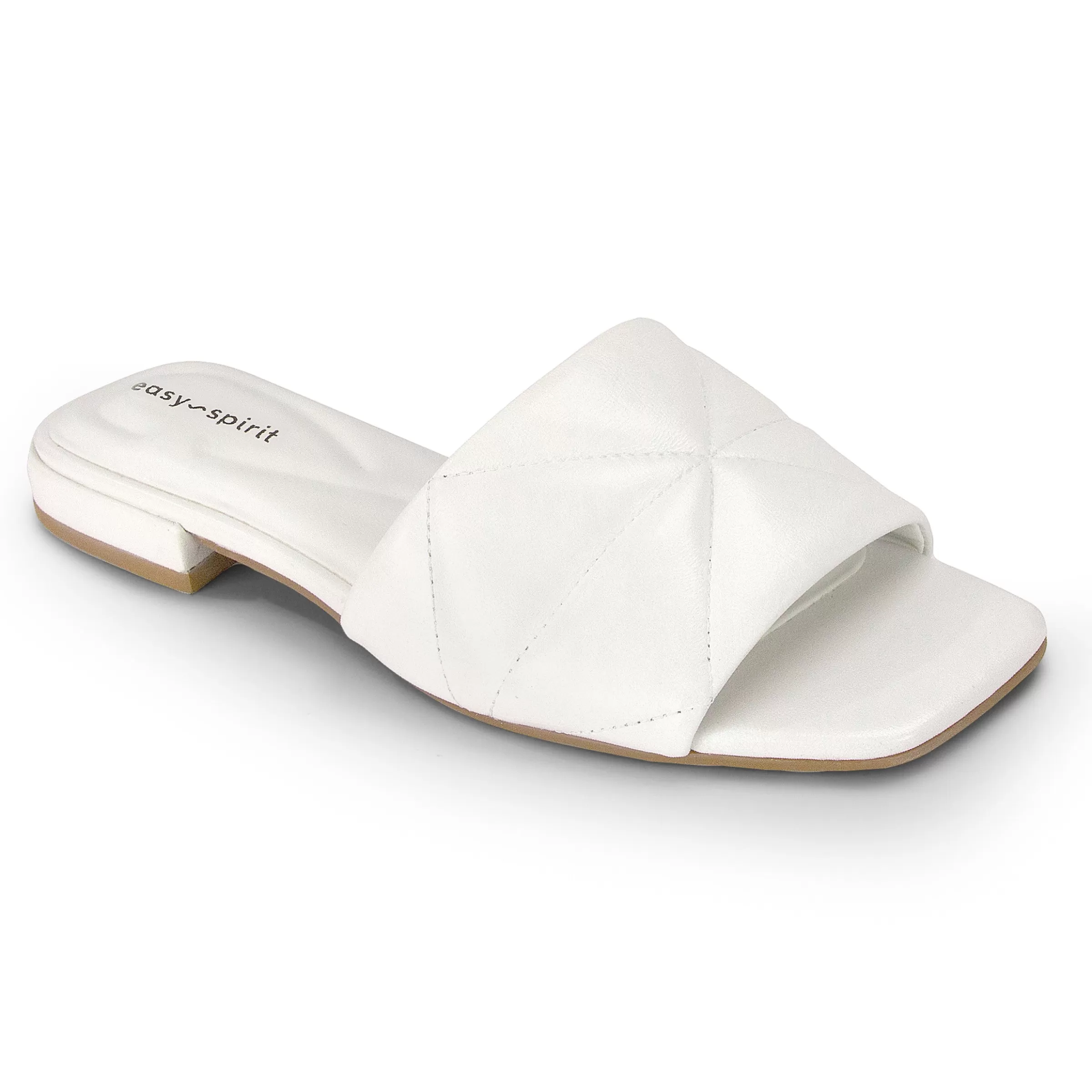 Dress | Sandals-Easy Spirit Quincie Flat Slide Sandals White Leather