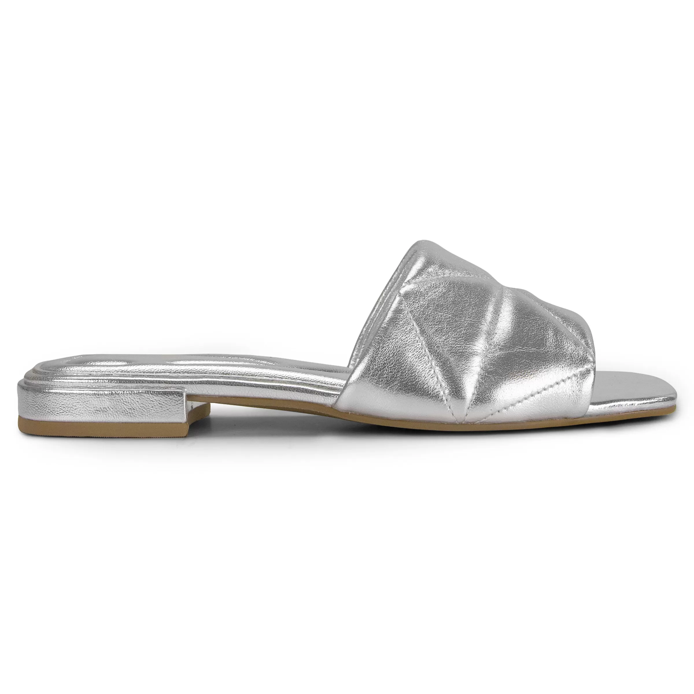 Dress | Sandals-Easy Spirit Quincie Flat Slide Sandals Silver Leather