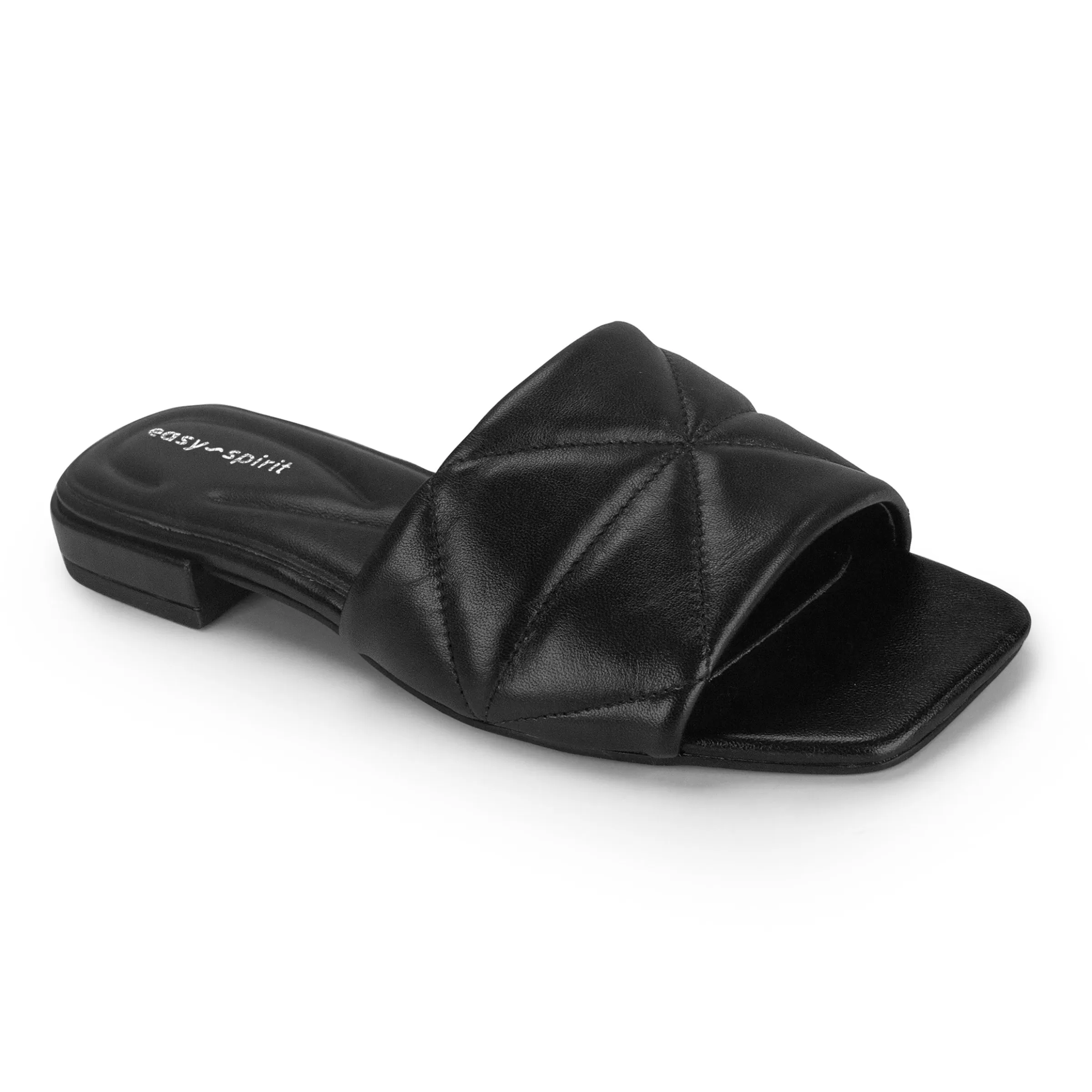 Dress | Sandals-Easy Spirit Quincie Flat Slide Sandals Black Leather