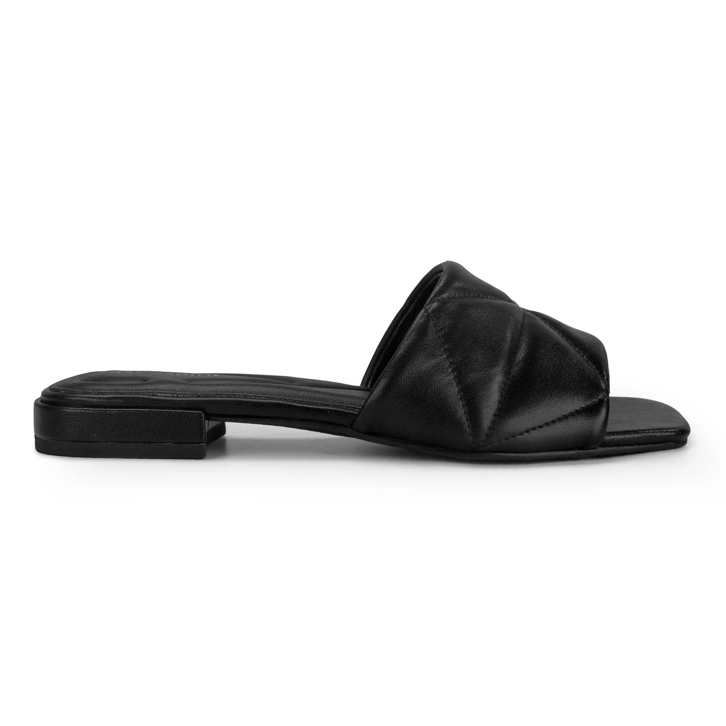 Dress | Sandals-Easy Spirit Quincie Flat Slide Sandals Black Leather