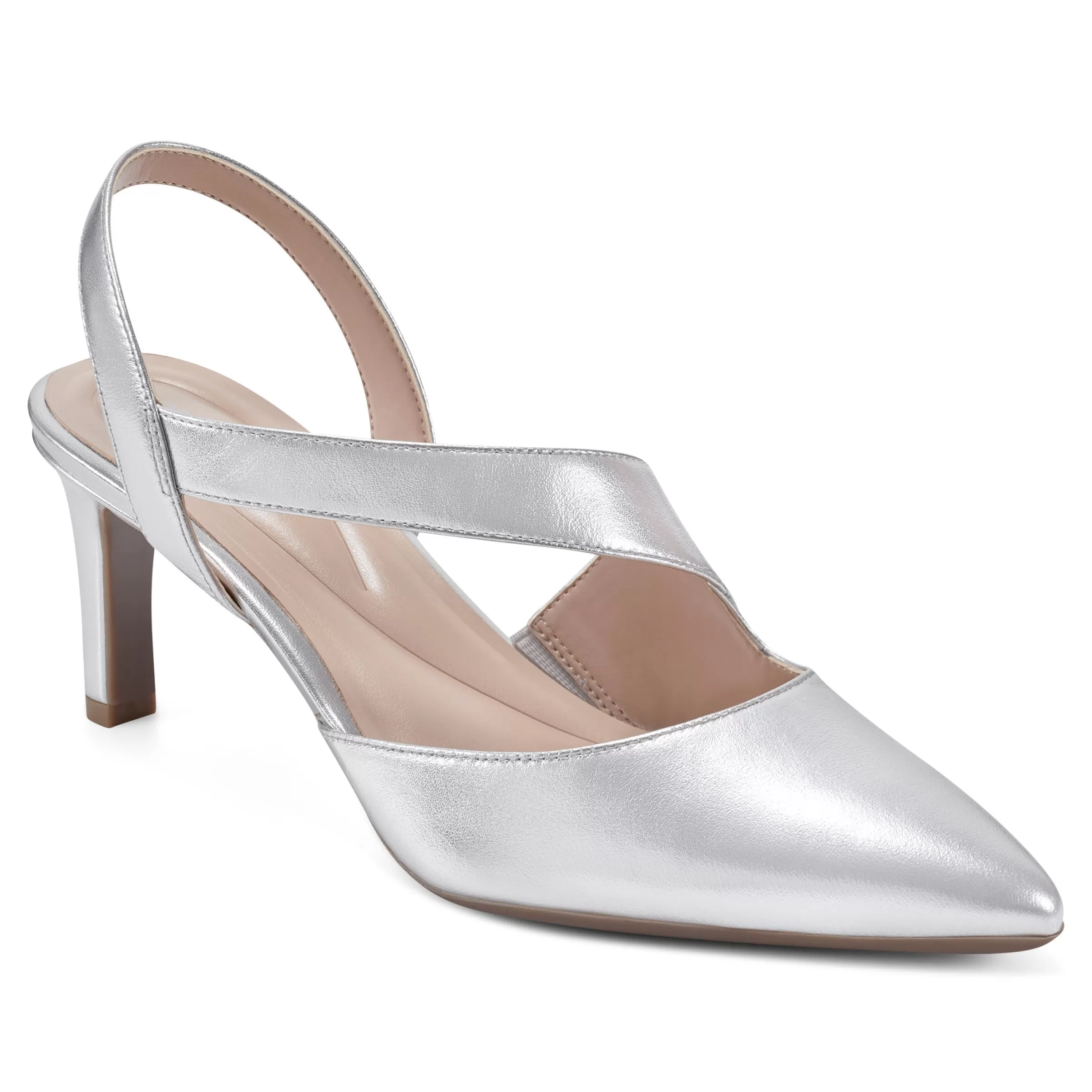 eFlex | eFlex-Easy Spirit Recruit Slingback Pumps Silver Leather