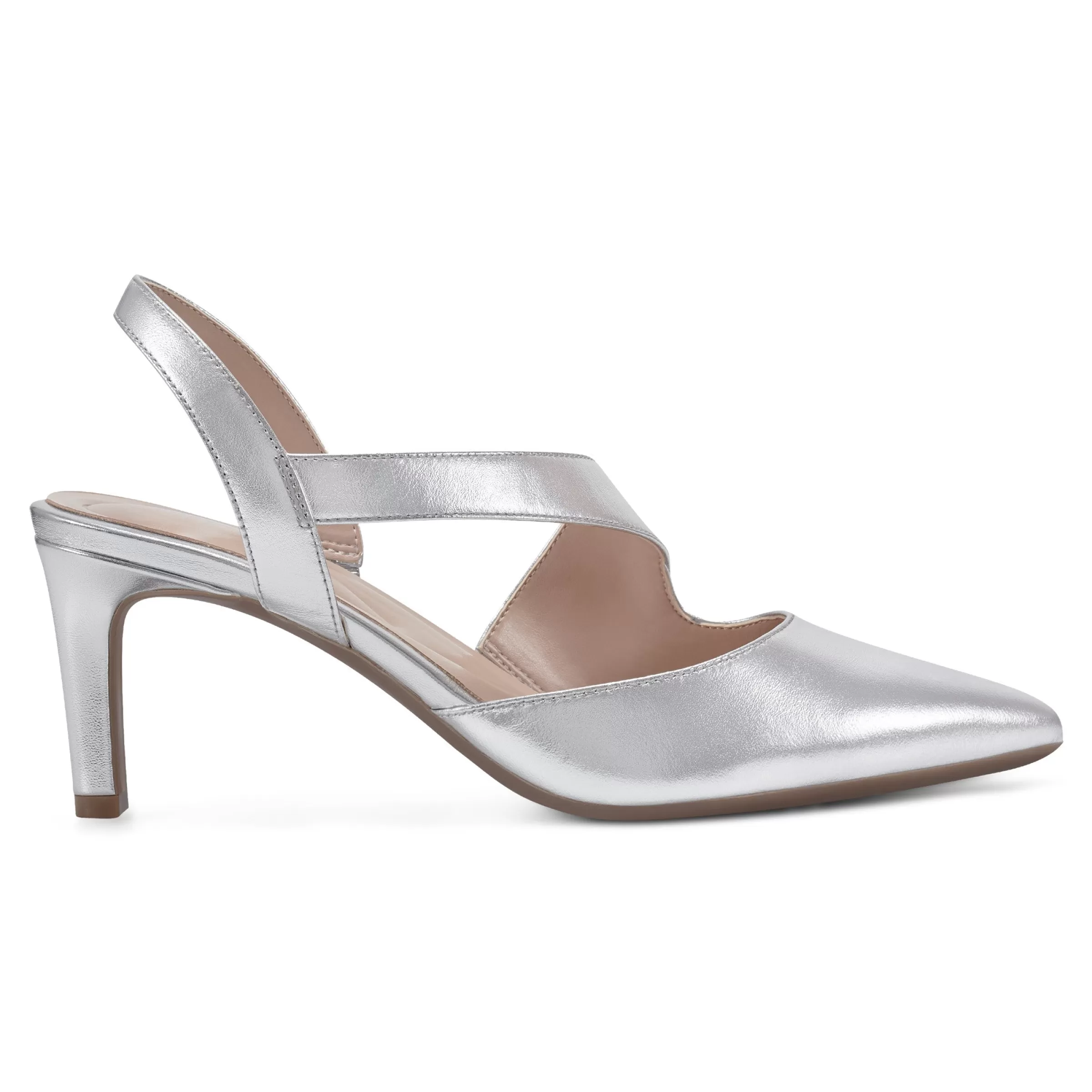 eFlex | eFlex-Easy Spirit Recruit Slingback Pumps Silver Leather