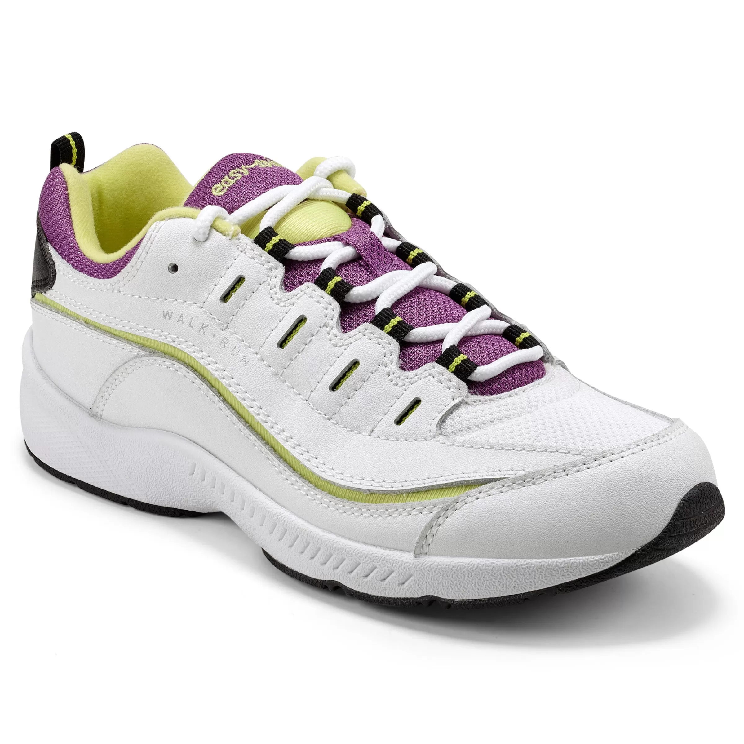 Romy & Friends | Romy Walking Shoes-Easy Spirit Romy Leather Walking Shoes White/Lime Multi